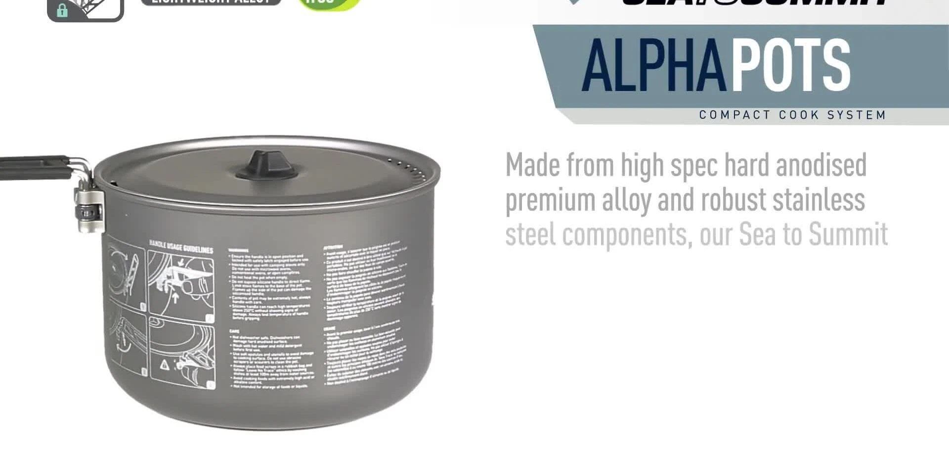 Shot showcasing the stainless steel components of the Alpha Pot