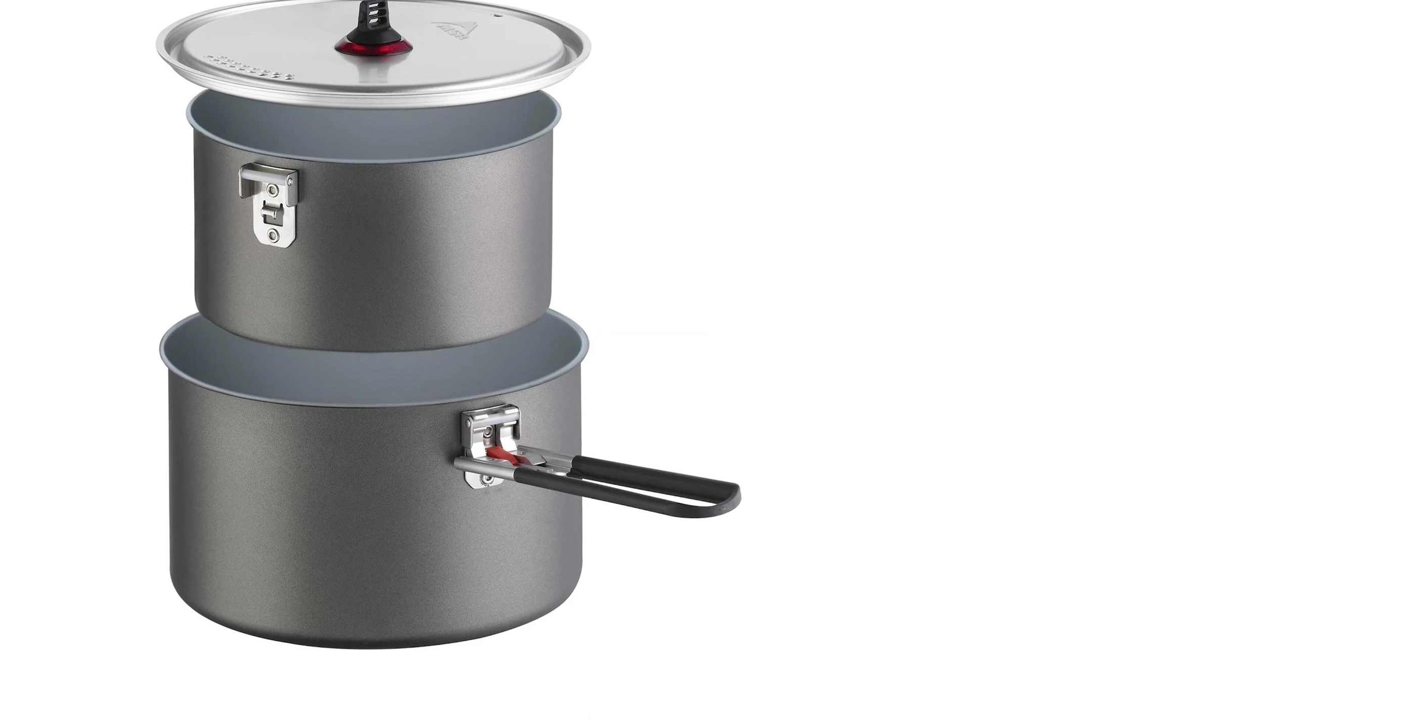 The MSR cookware set in use