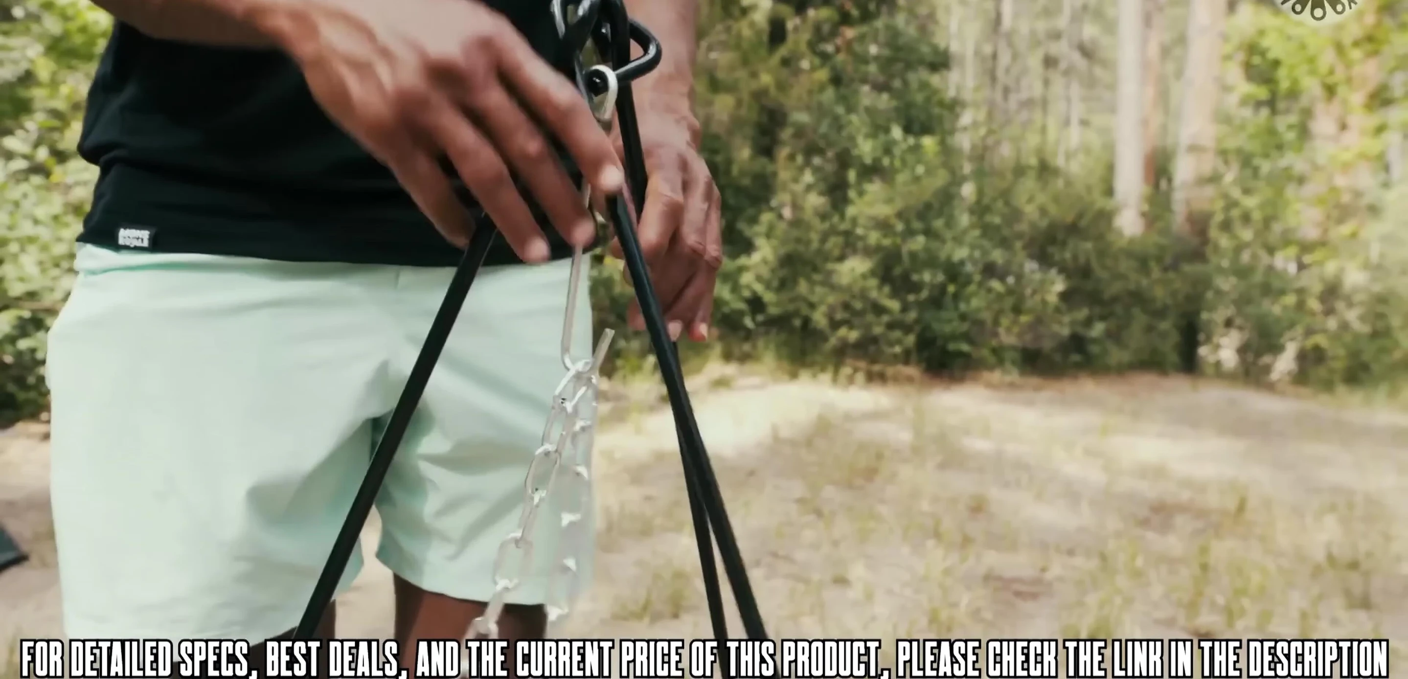 Heavy-duty steel cooking tripod with adjustable s-hook chain