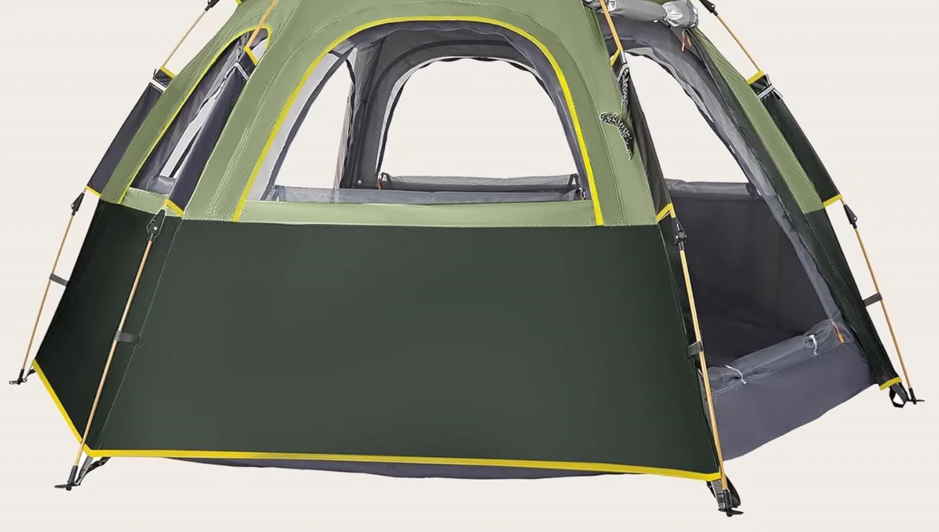 Demonstration of the rainfly removal for sun tent mode