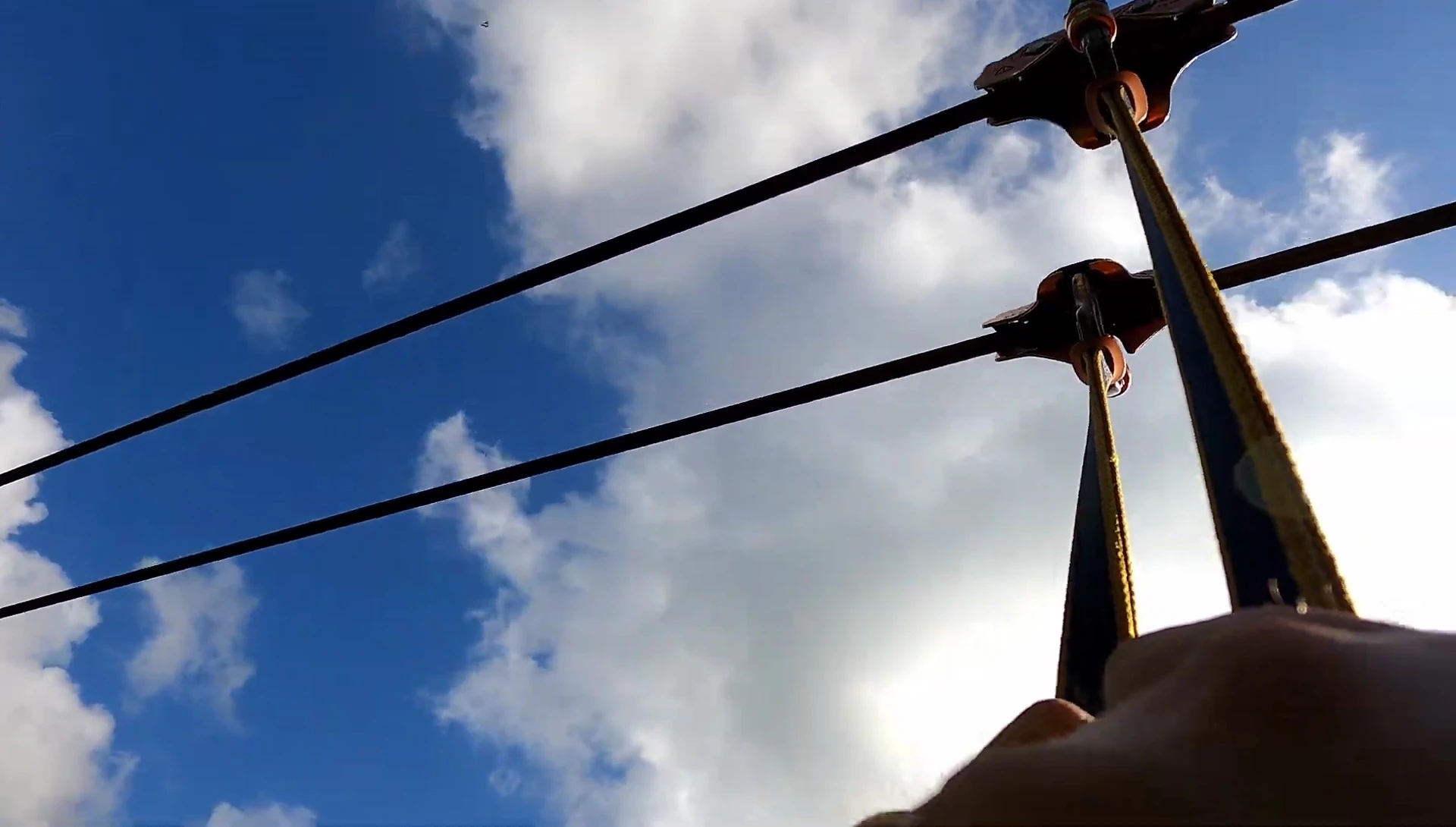 The tall zip line tower.