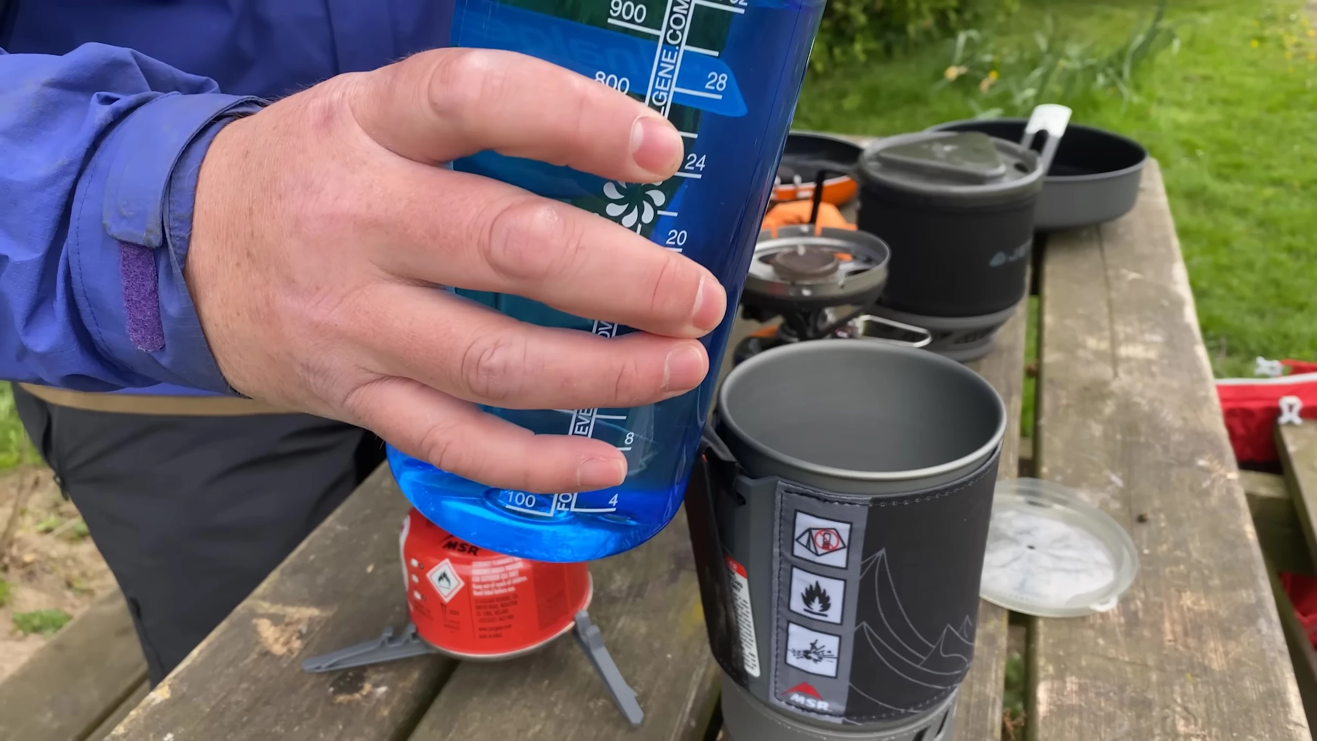 Water being measured for boil test