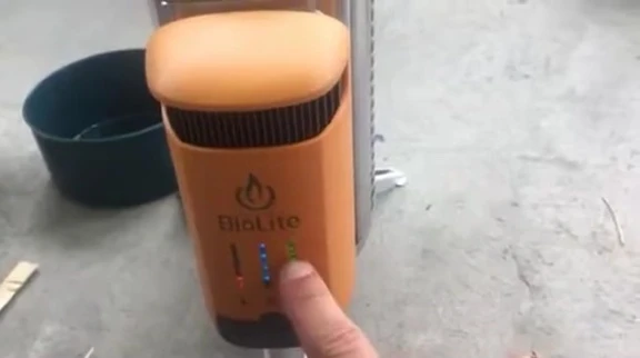 The charging indicator light on the BioLite Stove 2