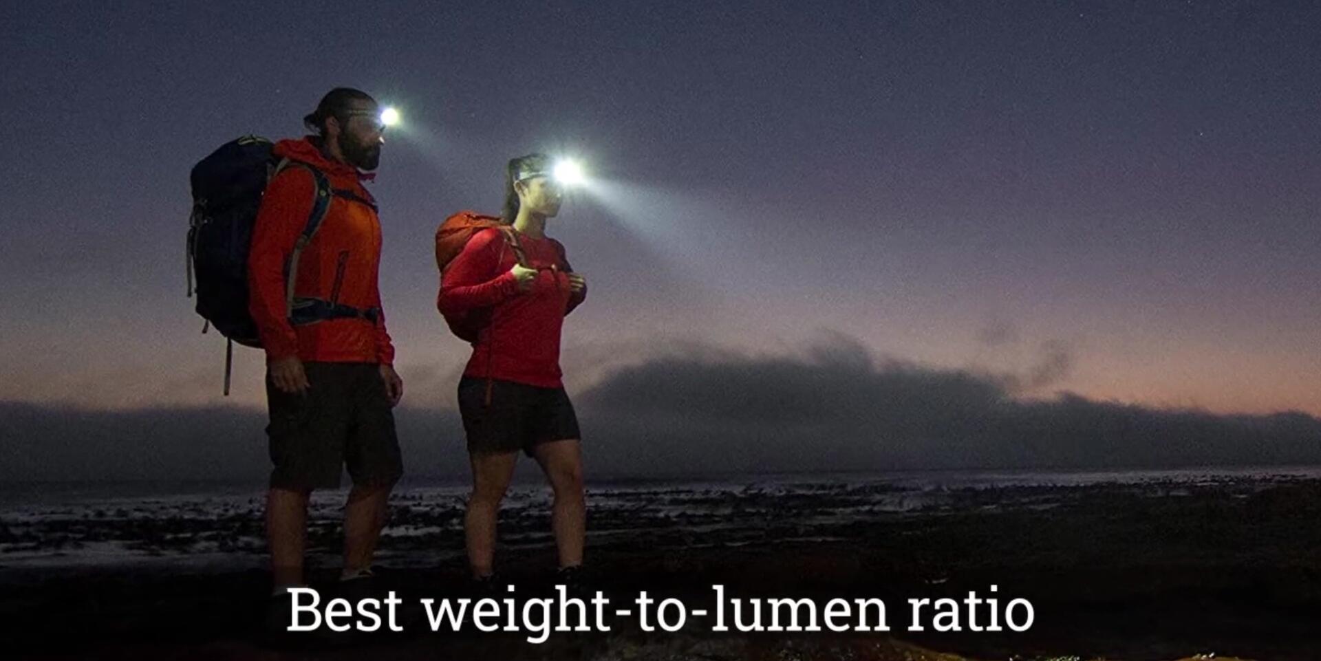 Lenser MH10 headlamp showcasing its brightness