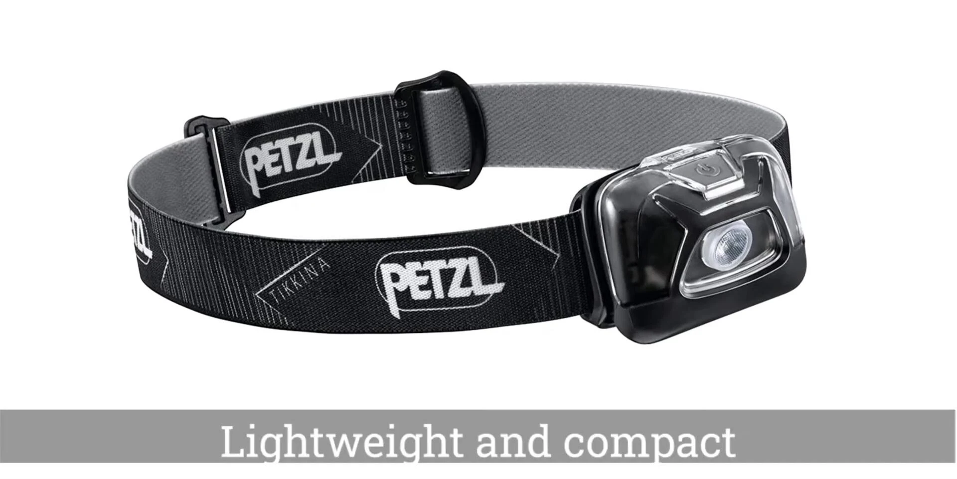 A person wearing the Petzl Tikkina headlamp