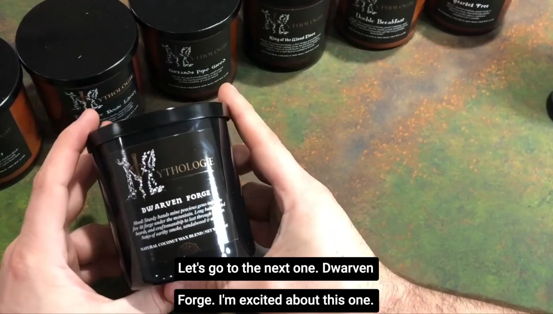 The Dwarven Forge candle being shown.