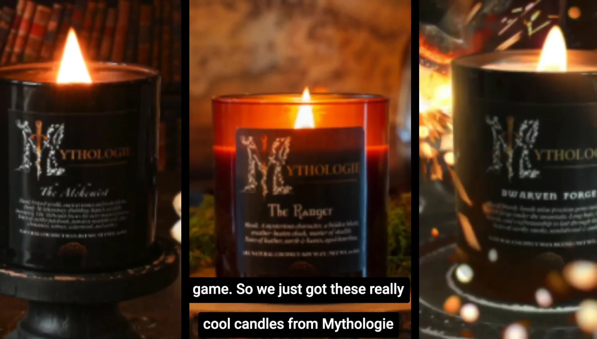 Close up shot of Mythologie candles.