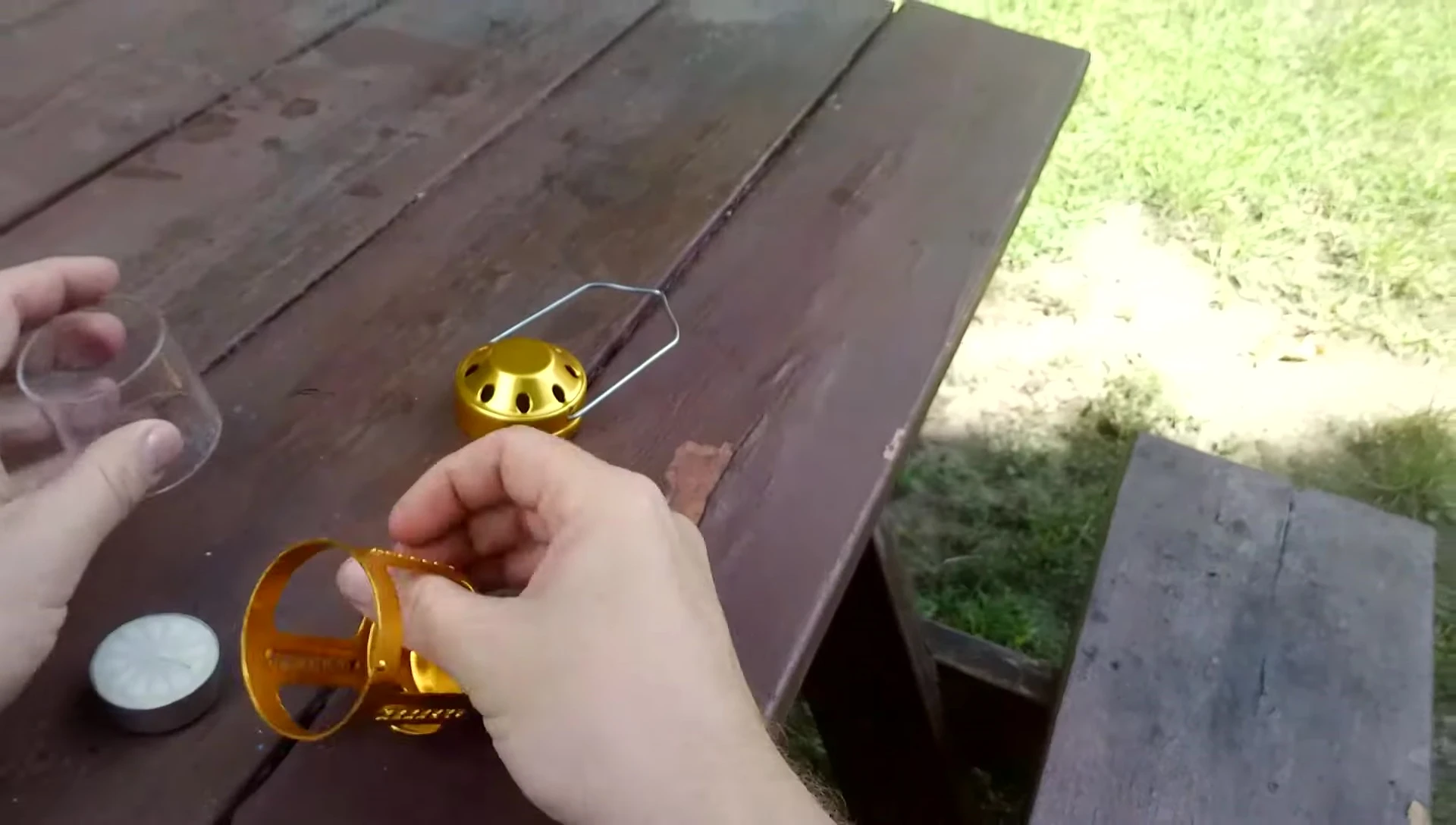 Attempting to light the candle with a dollar store lighter.