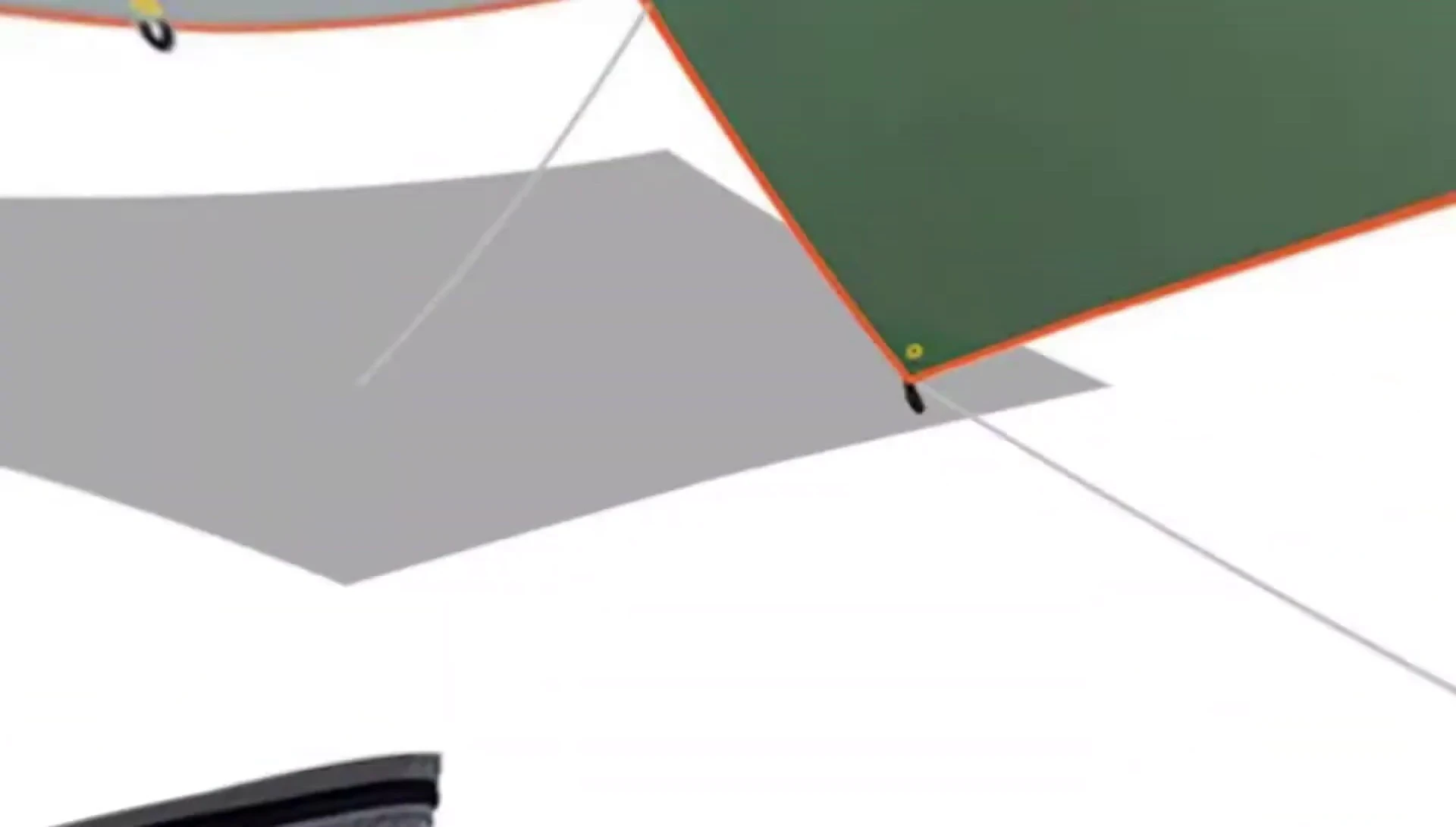 A tarp used to cover both a tent and gear.