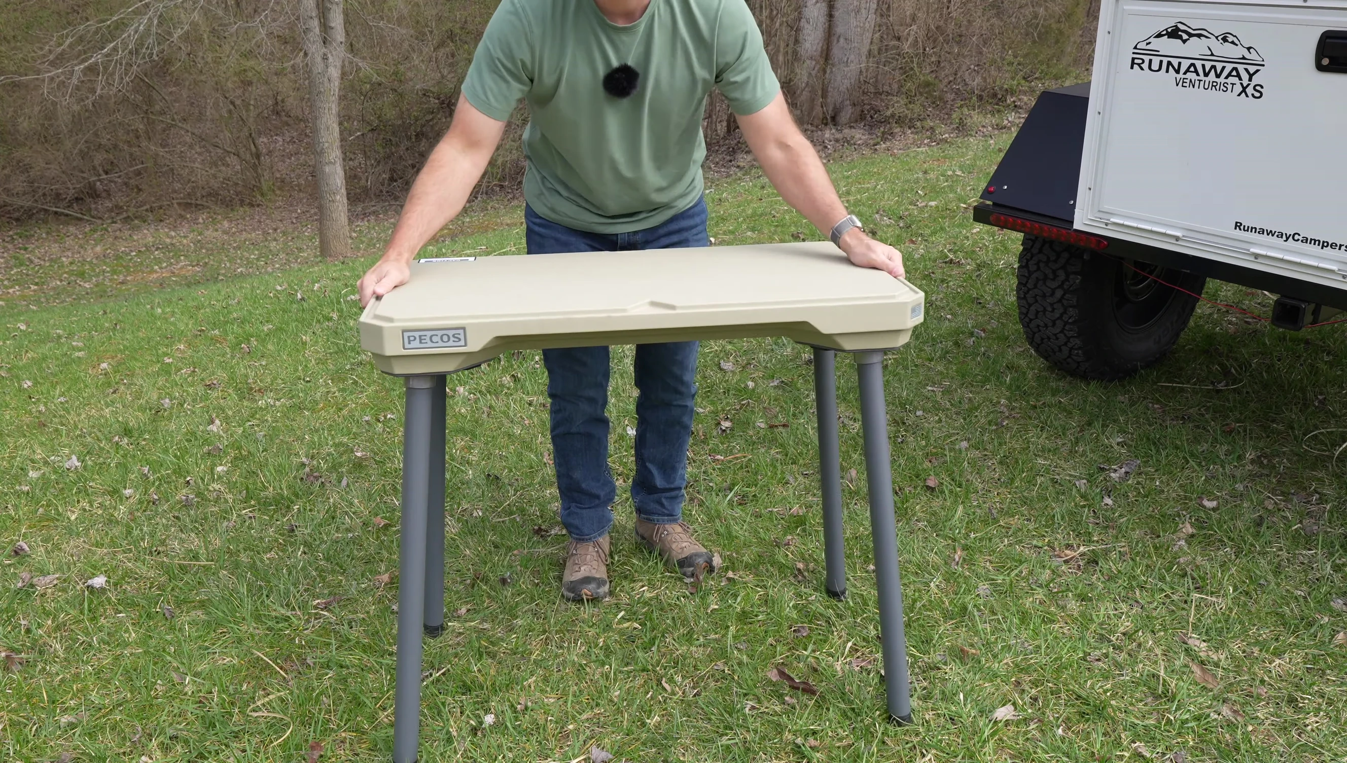 Close-up shot of the legs locking into place.