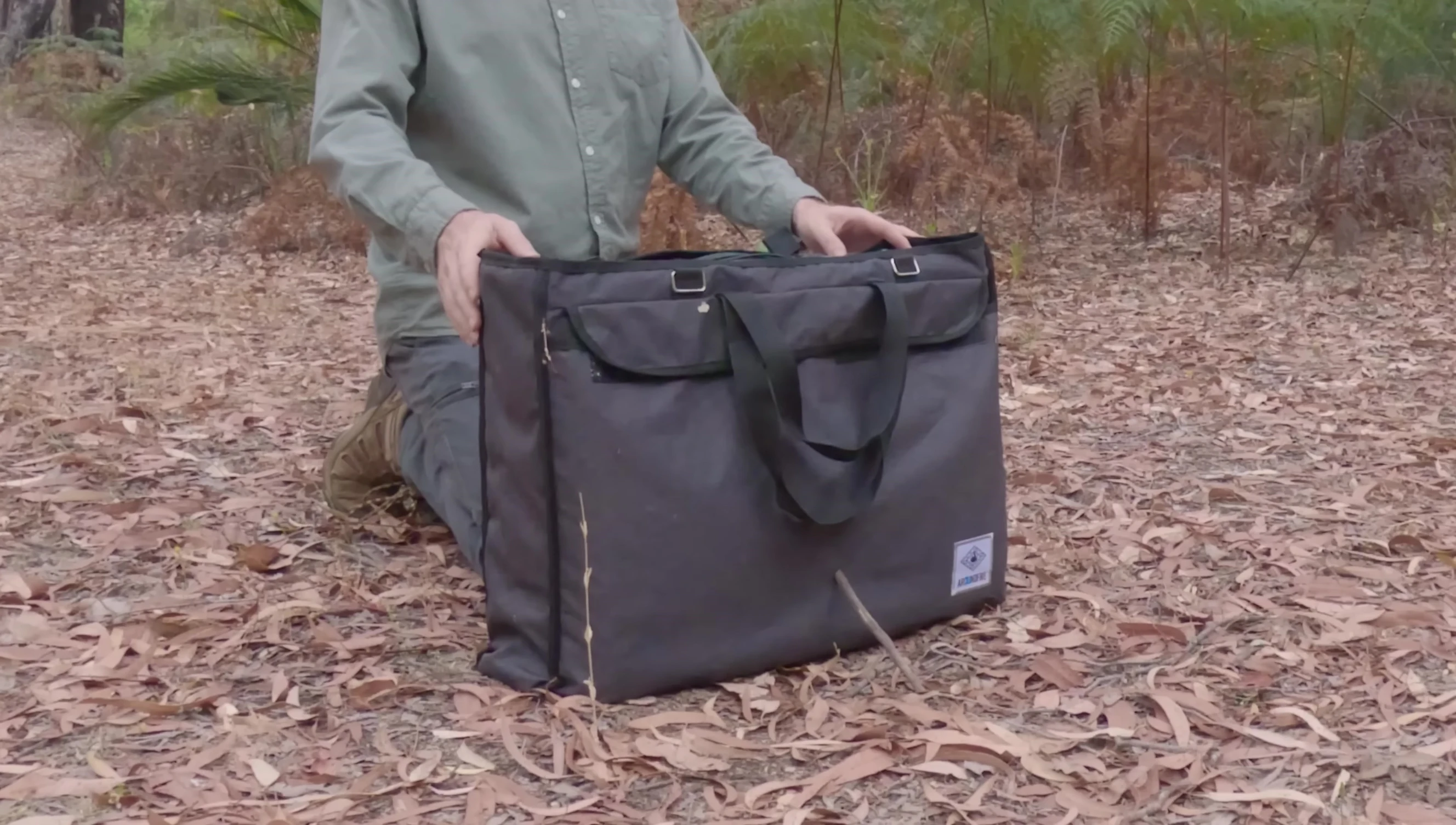 The Gatherlite table in its storage bag