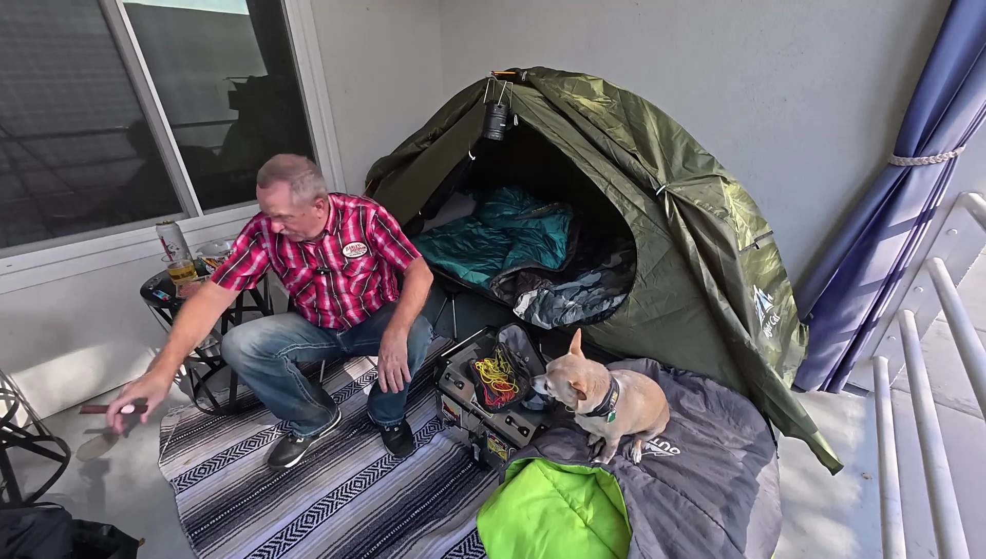 The folded Night Cat Cot Tent displayed.