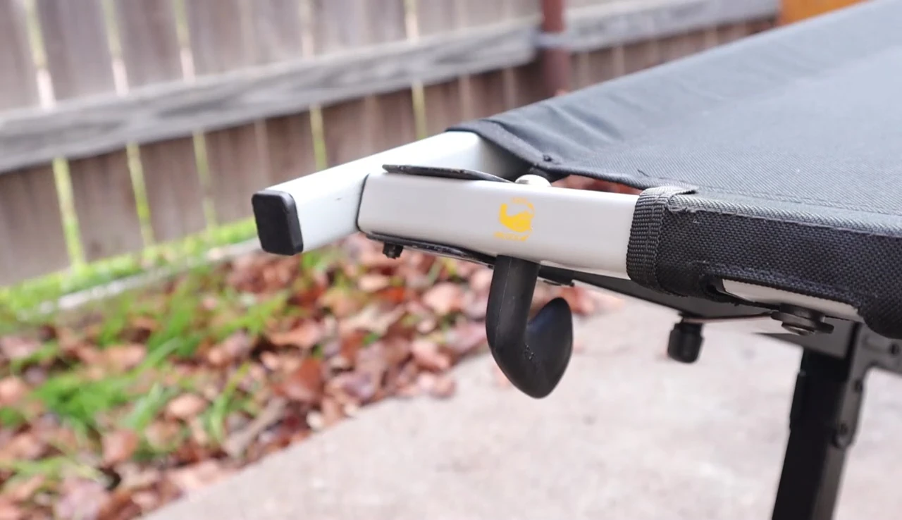 Close-up of the lever arm system, highlighting its ease of use.