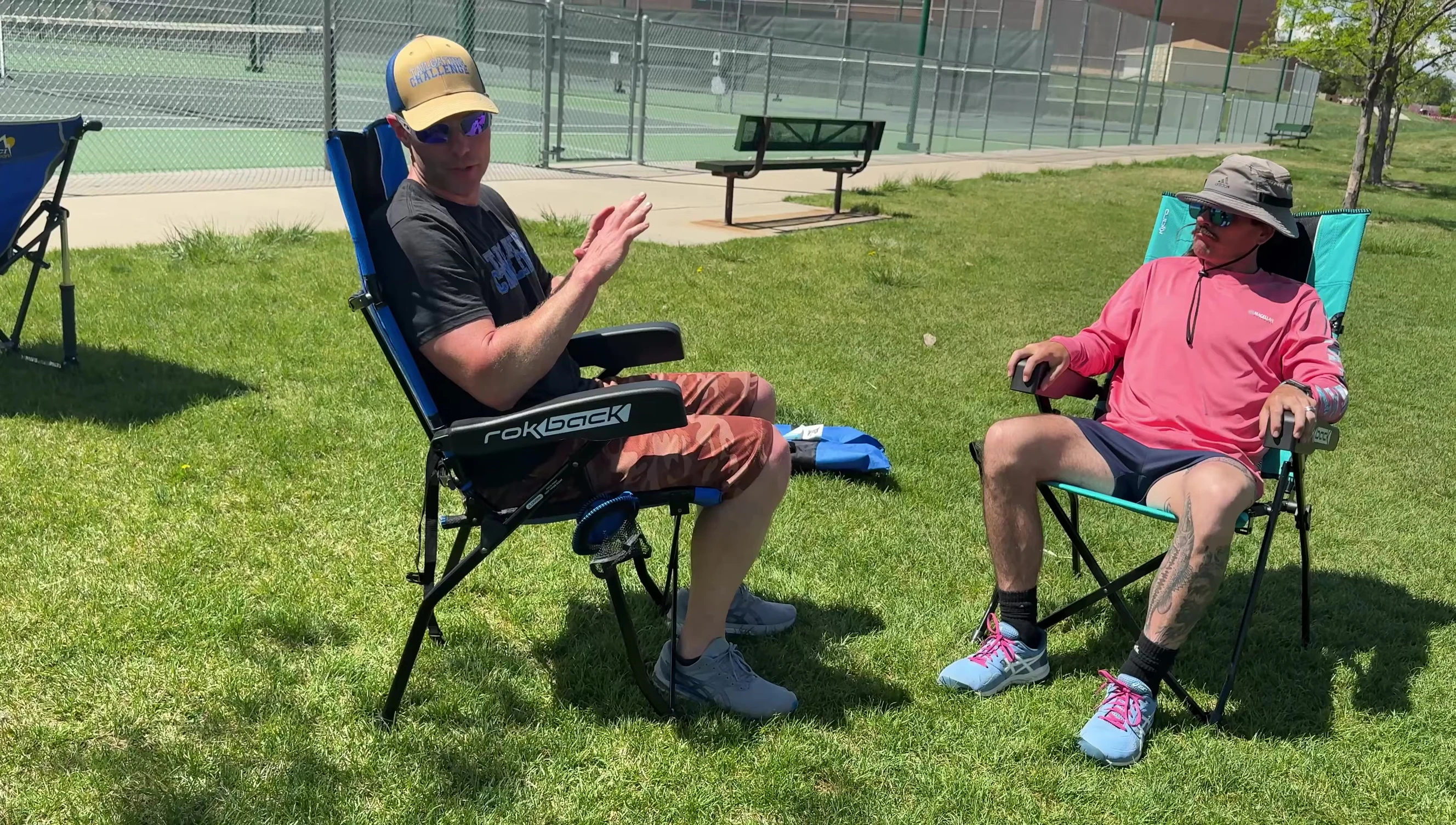 Demonstrating the rocking motion of the chair