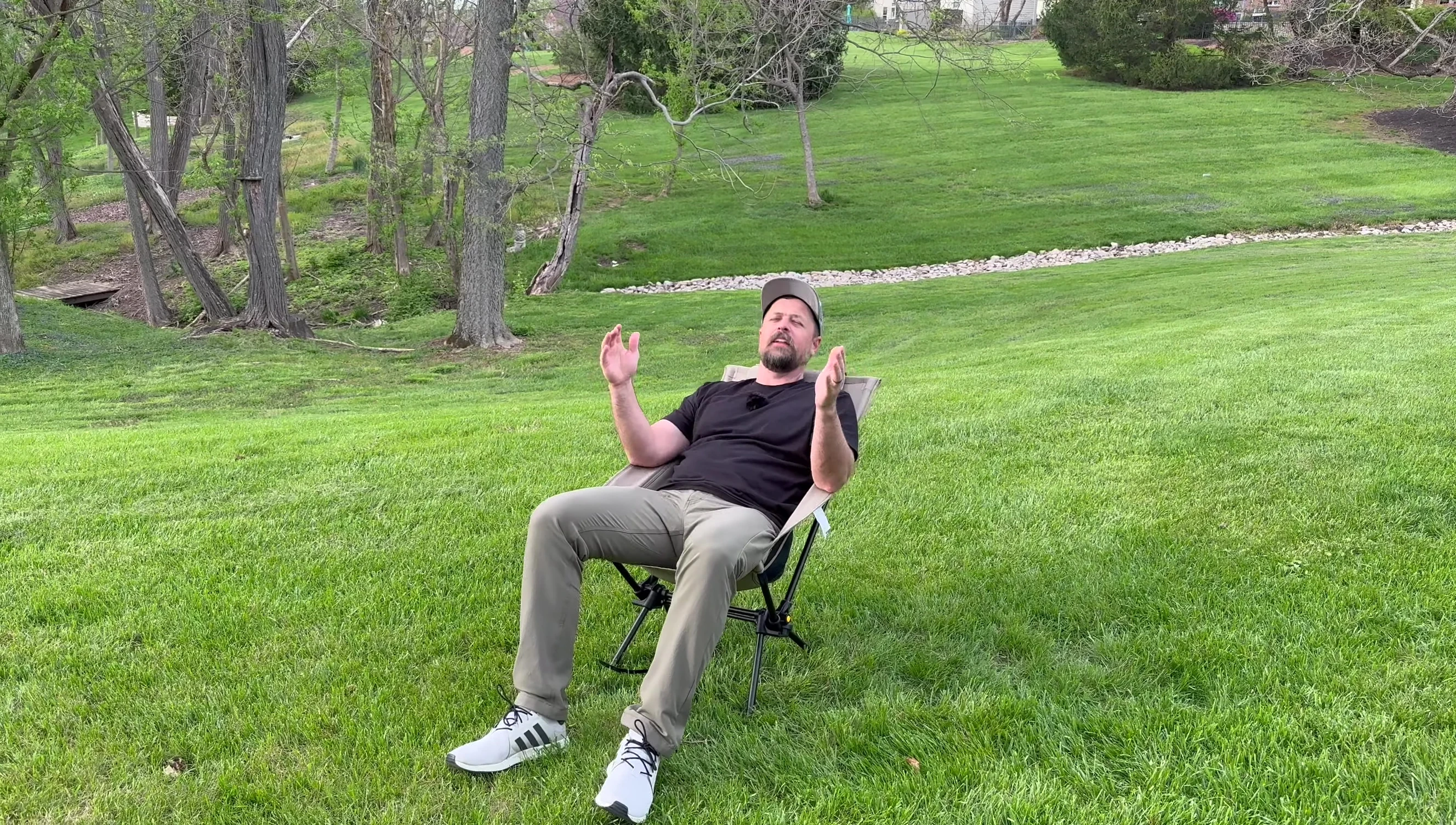 Demonstrating the reclining and rocking features.