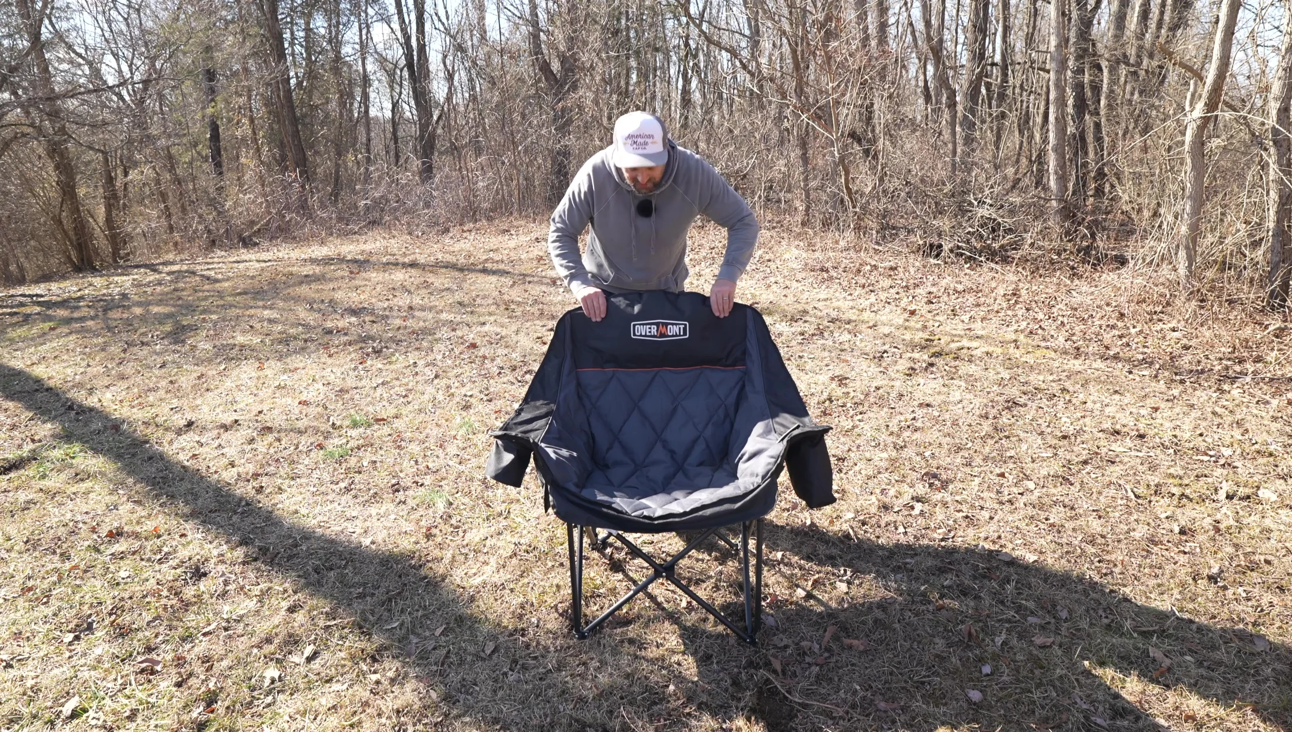 Close-up of the chair's padded headrest and quilted back.