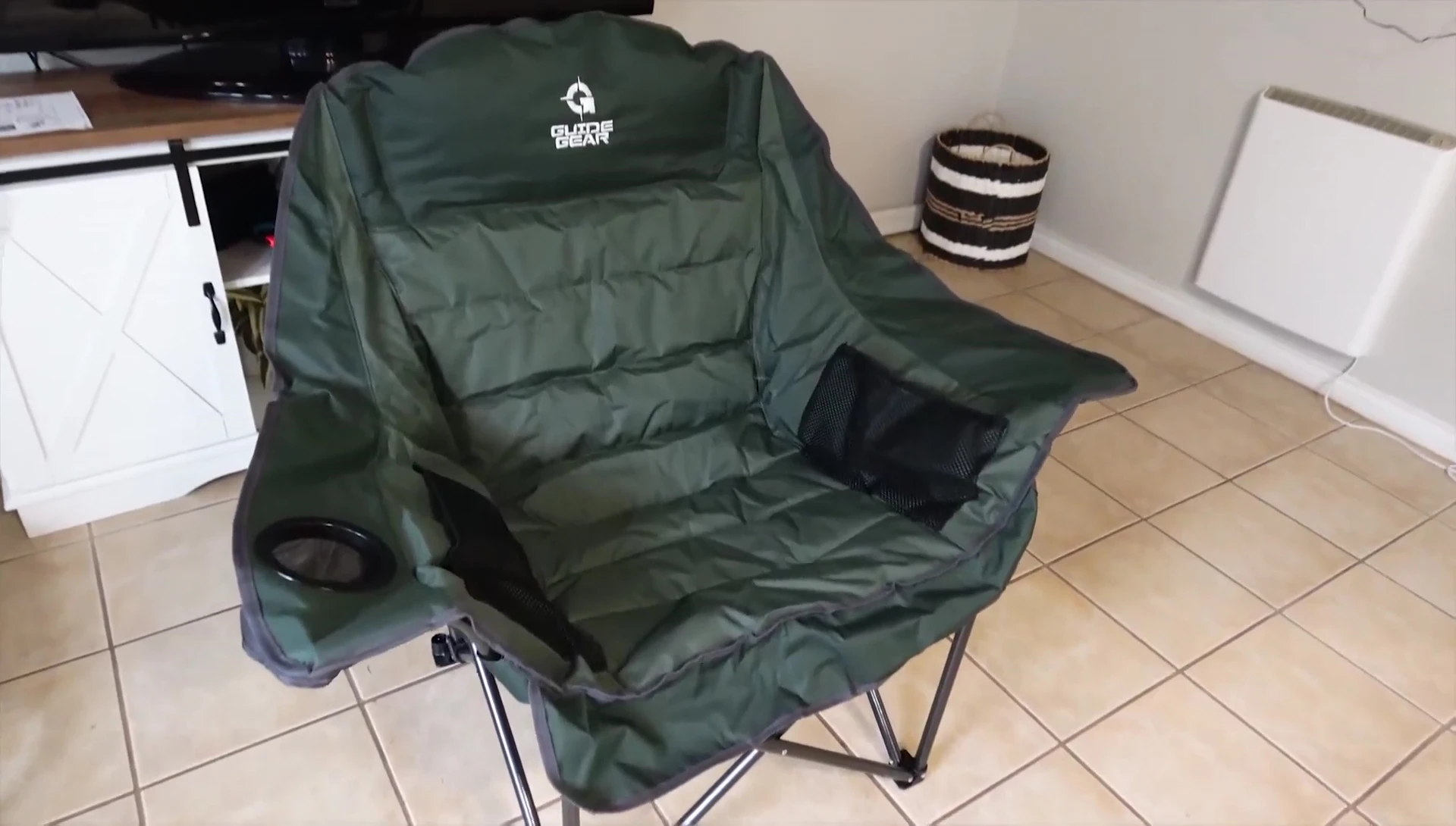 Overall shot of the chair, emphasizing its size and comfort.