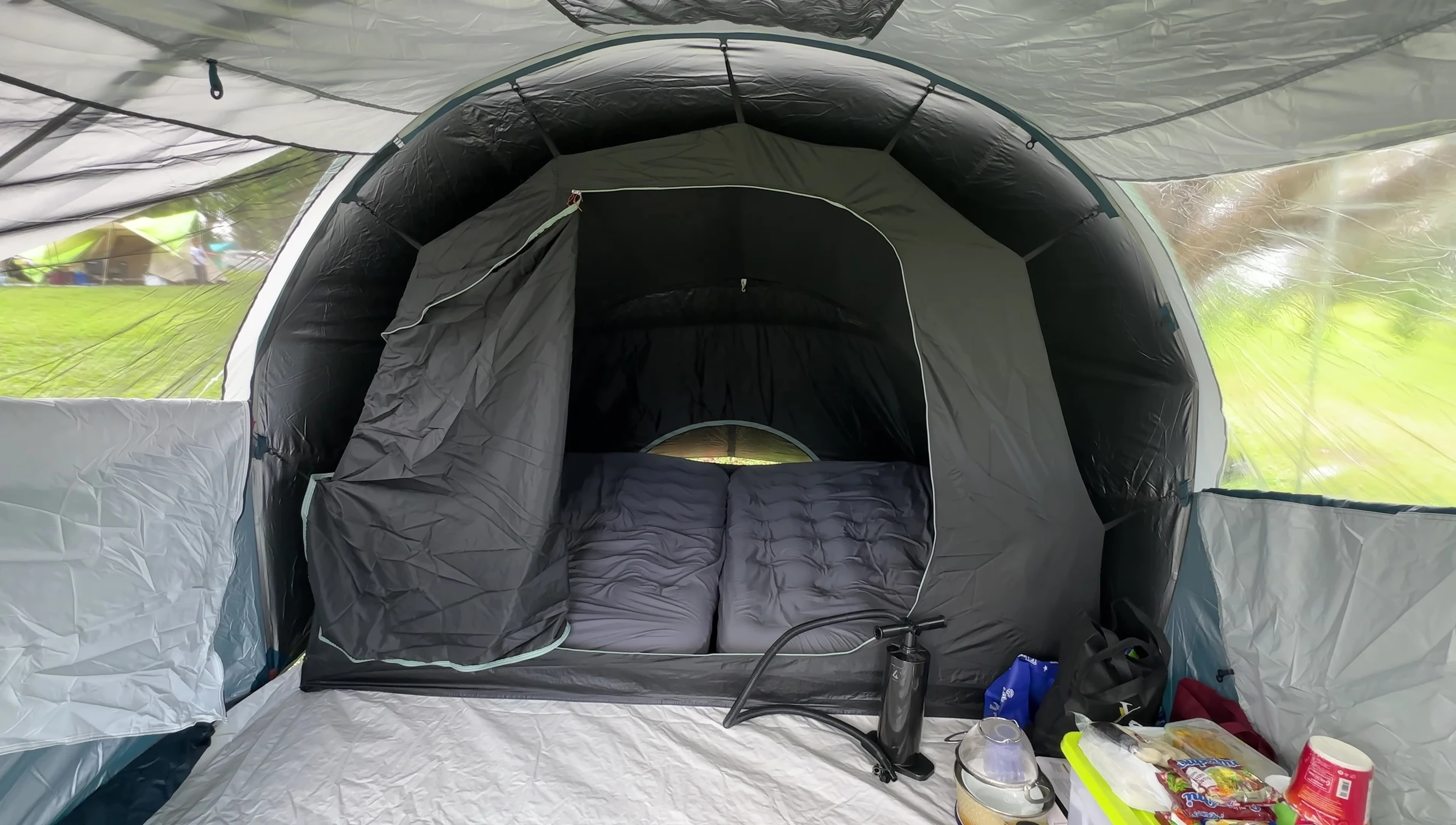 Interior shot showcasing the spaciousness of the Arpenaz tent.