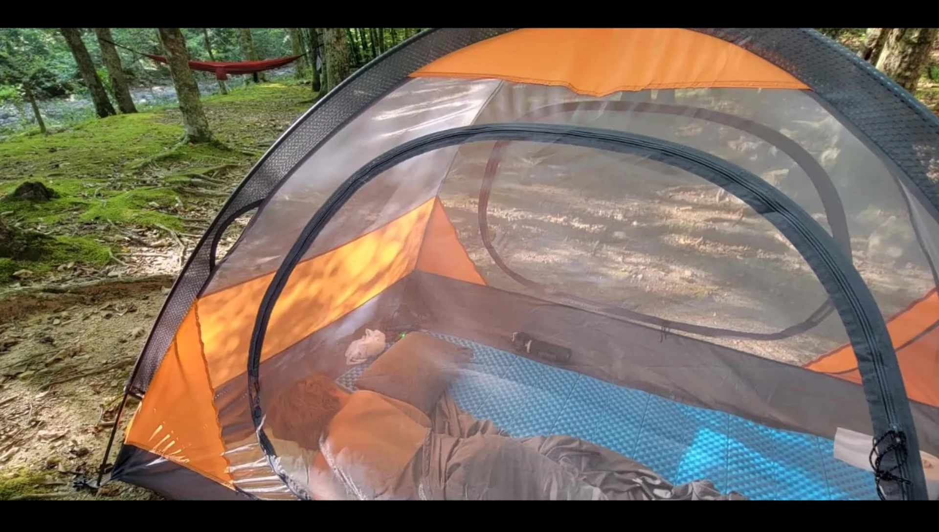 Close-up showcasing the Bison tent's fabric