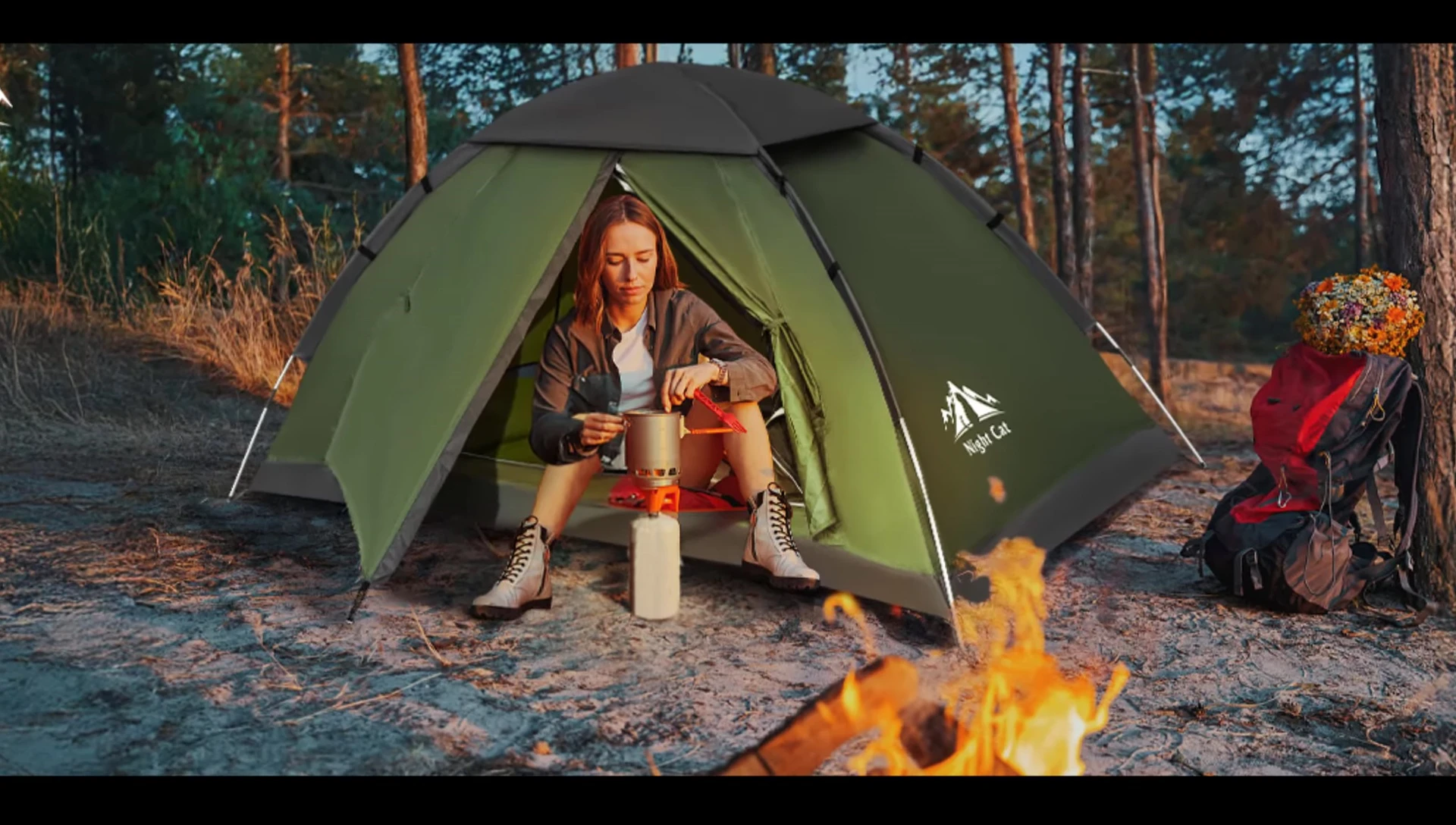 Interior of the Night Cat tent, demonstrating its surprising spaciousness