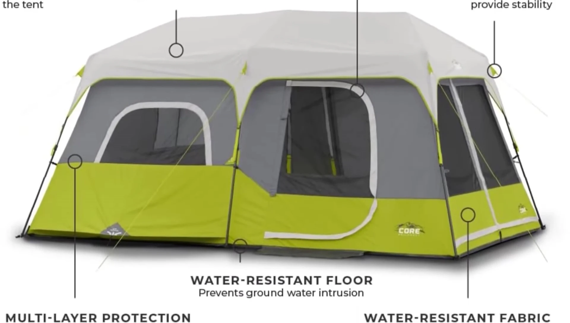 Dimensions of the Core Camping Tent