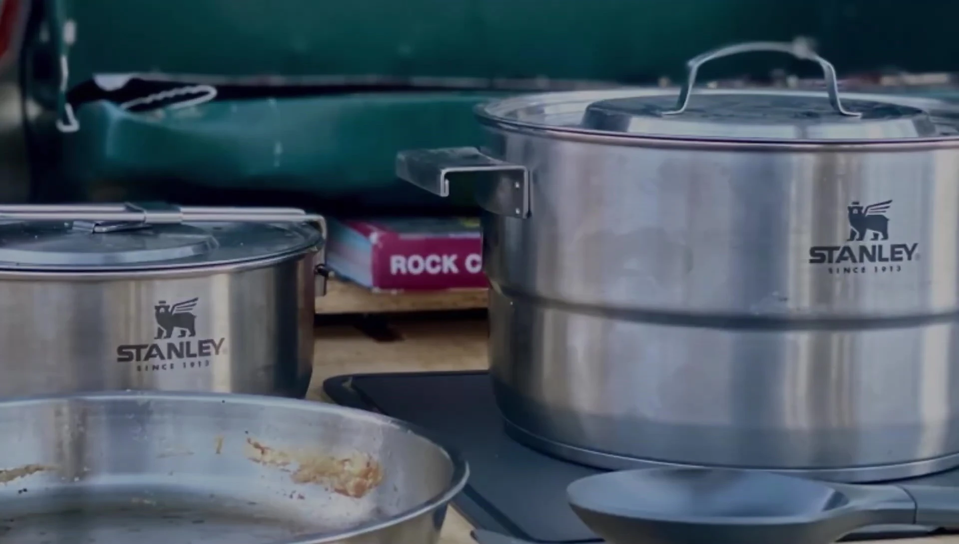 The complete Stanley Adventure Even Heat Camp Pro Cook Set laid out