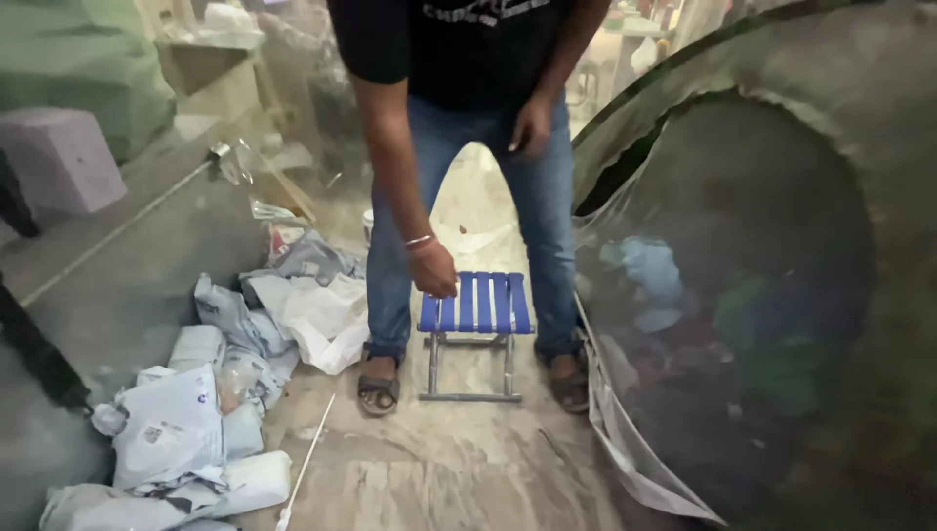 A portable camping chair.