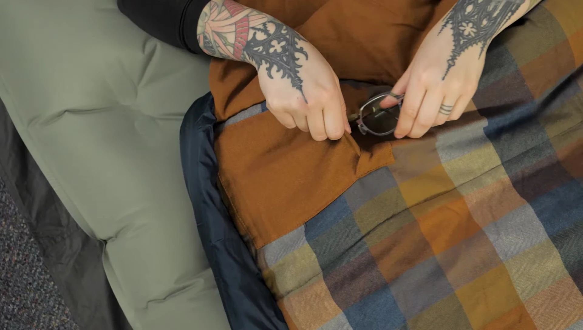 View of the internal stash pocket