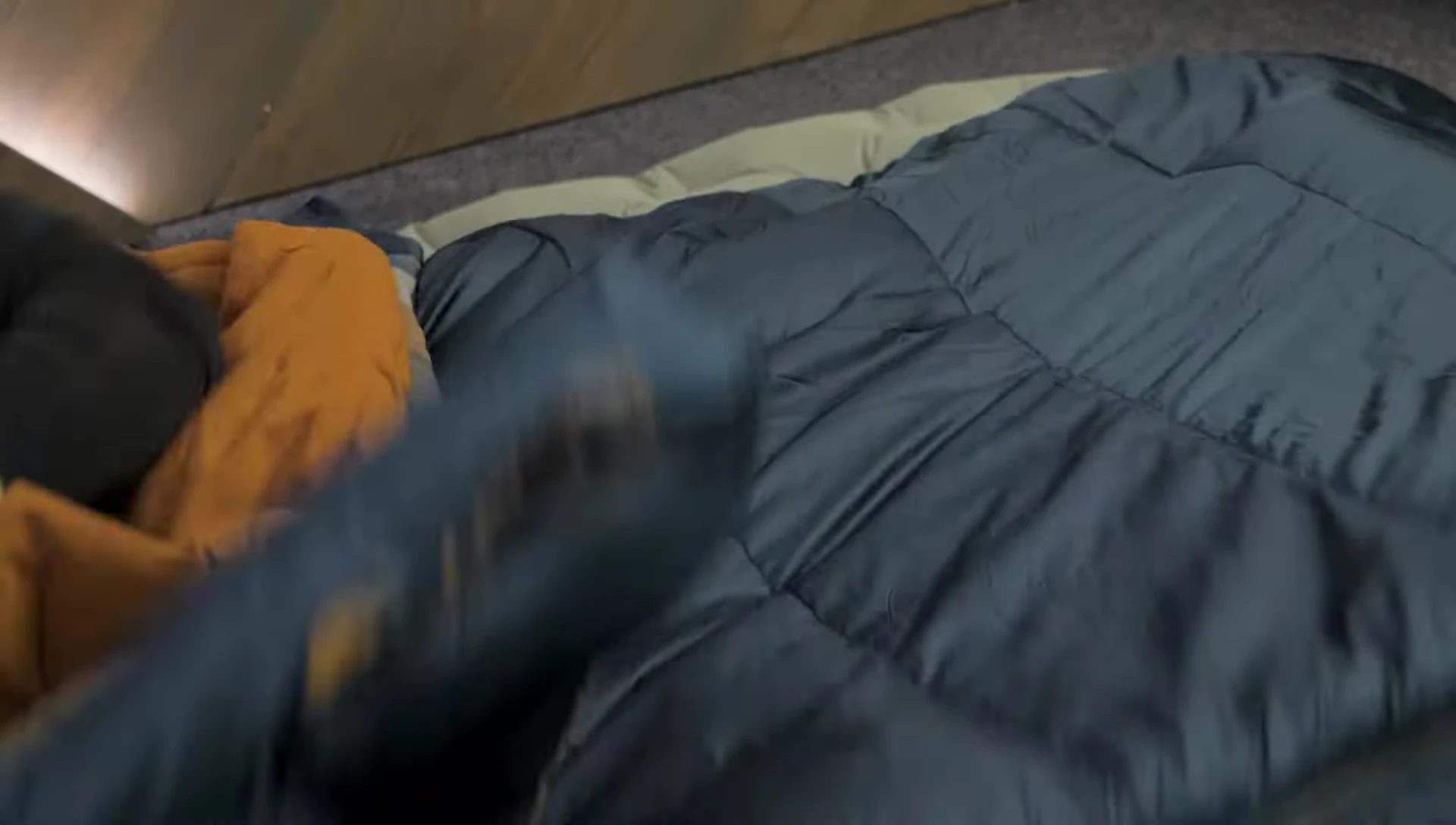 Shot showcasing the spacious interior of the sleeping bag