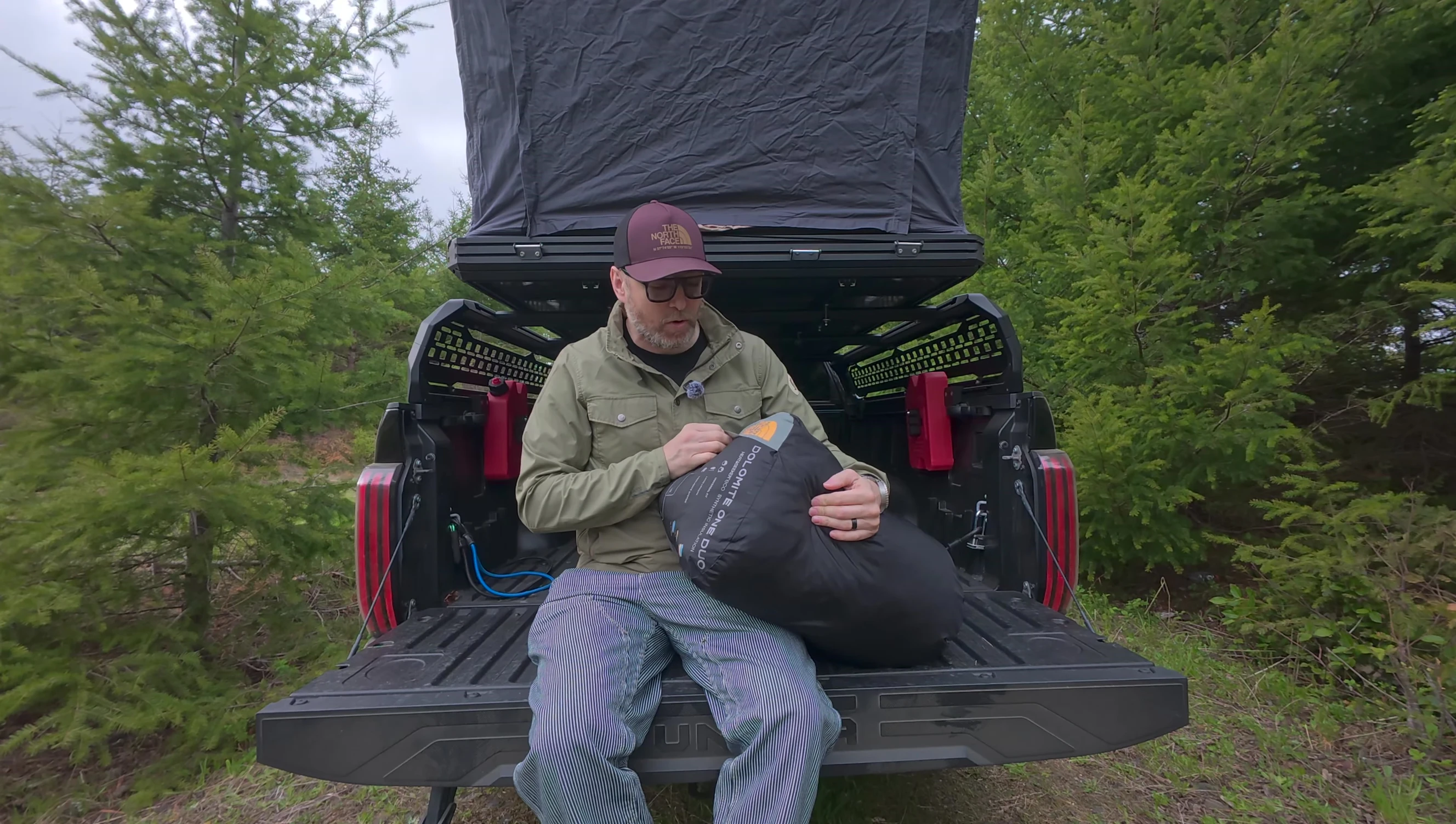 The North Face Dolomite One Duo sleeping bag shown, demonstrating its larger size.