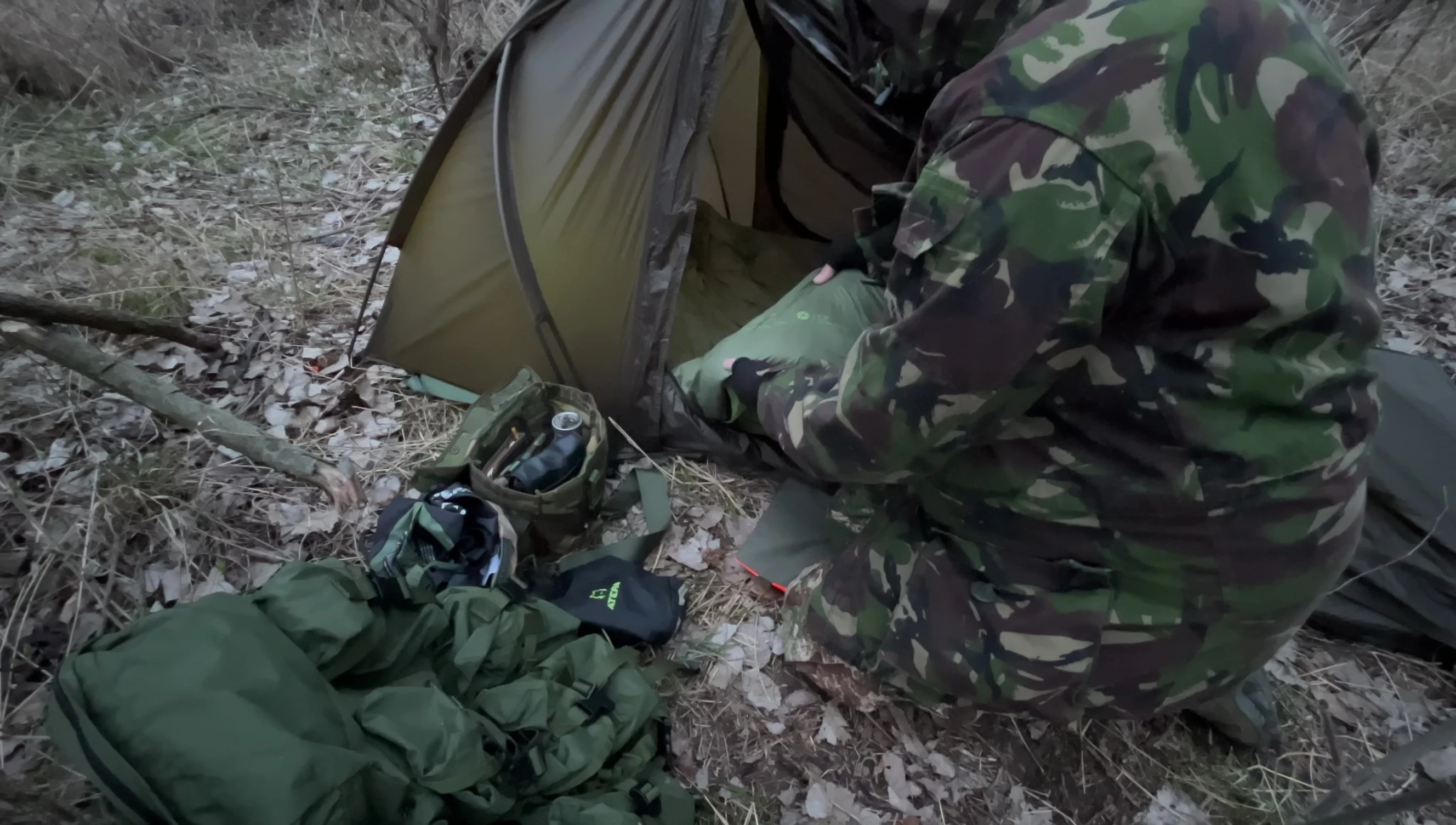 Image showing the semi-translucent nature of the sleeping pad with visible water droplets.