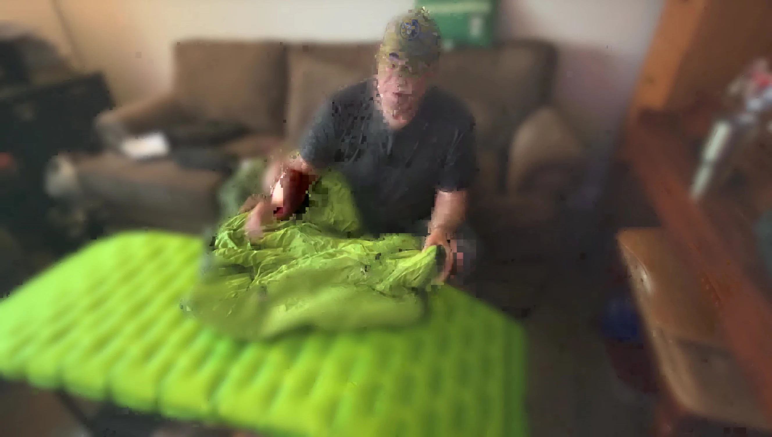 The Atepa Peak Vent 520 sleeping bag laid out, showing the unique design and 'bikini' wrap.