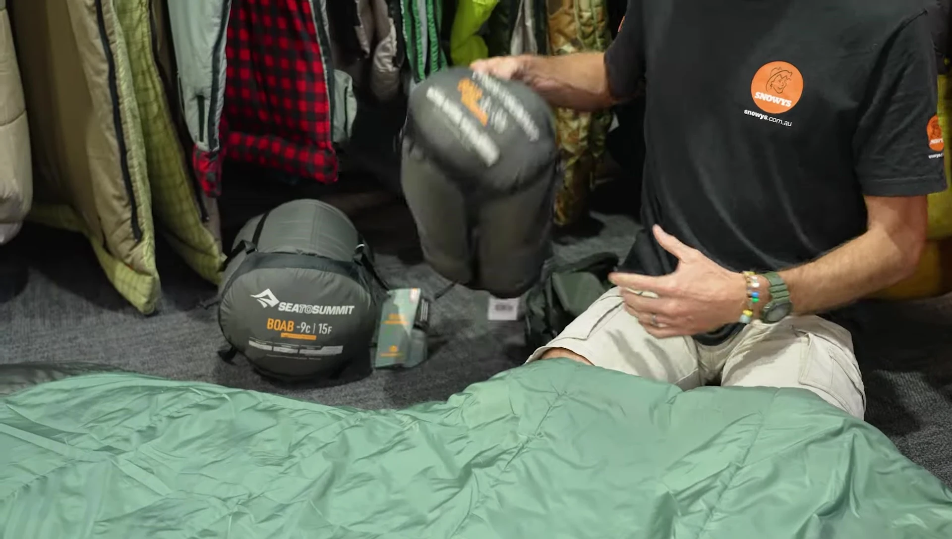 Showcasing the packed size of the Boab sleeping bag.