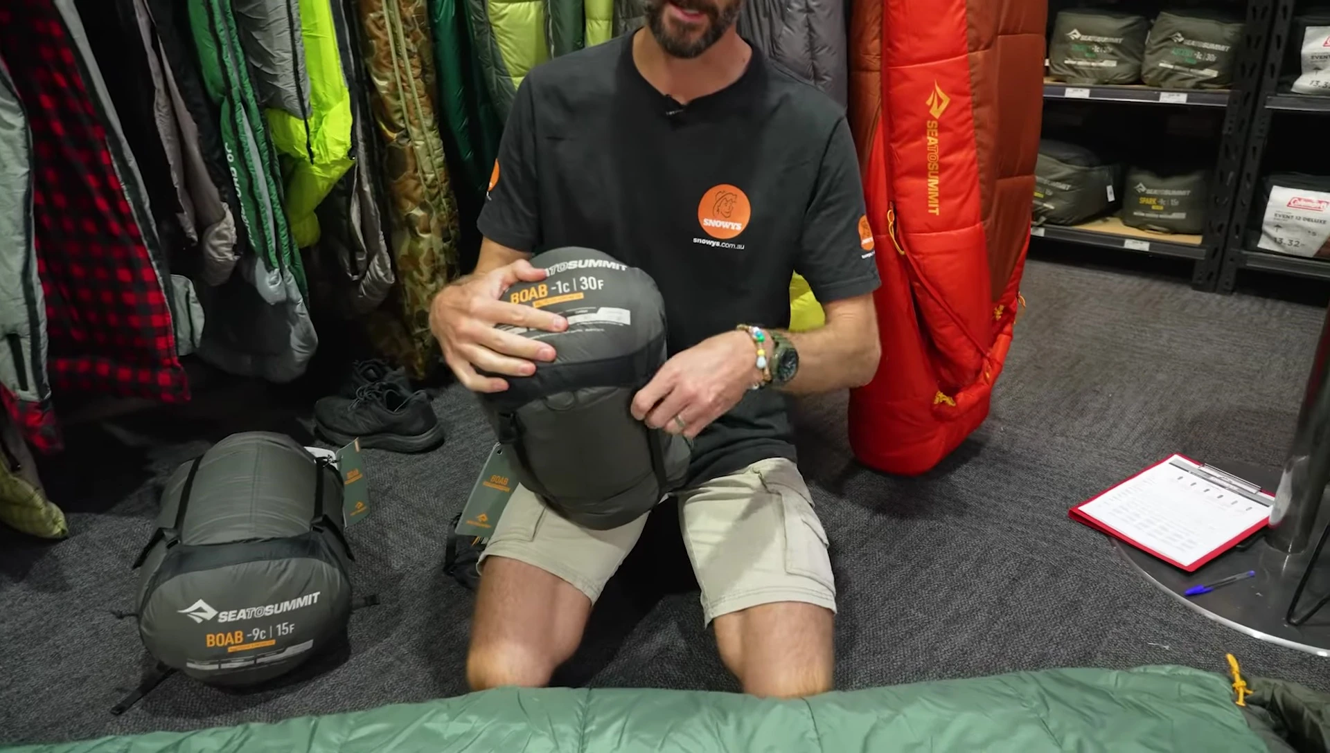 Displaying the oblong compression sack.