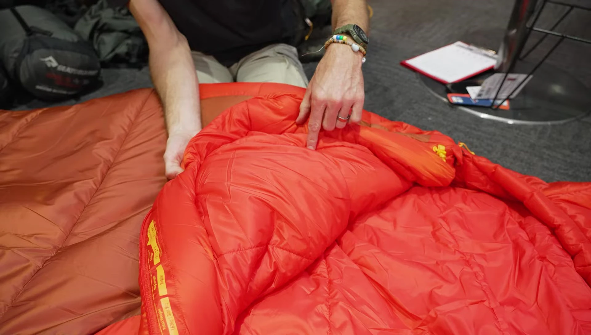 Detailed view illustrating the offset stitching design to prevent cold spots.