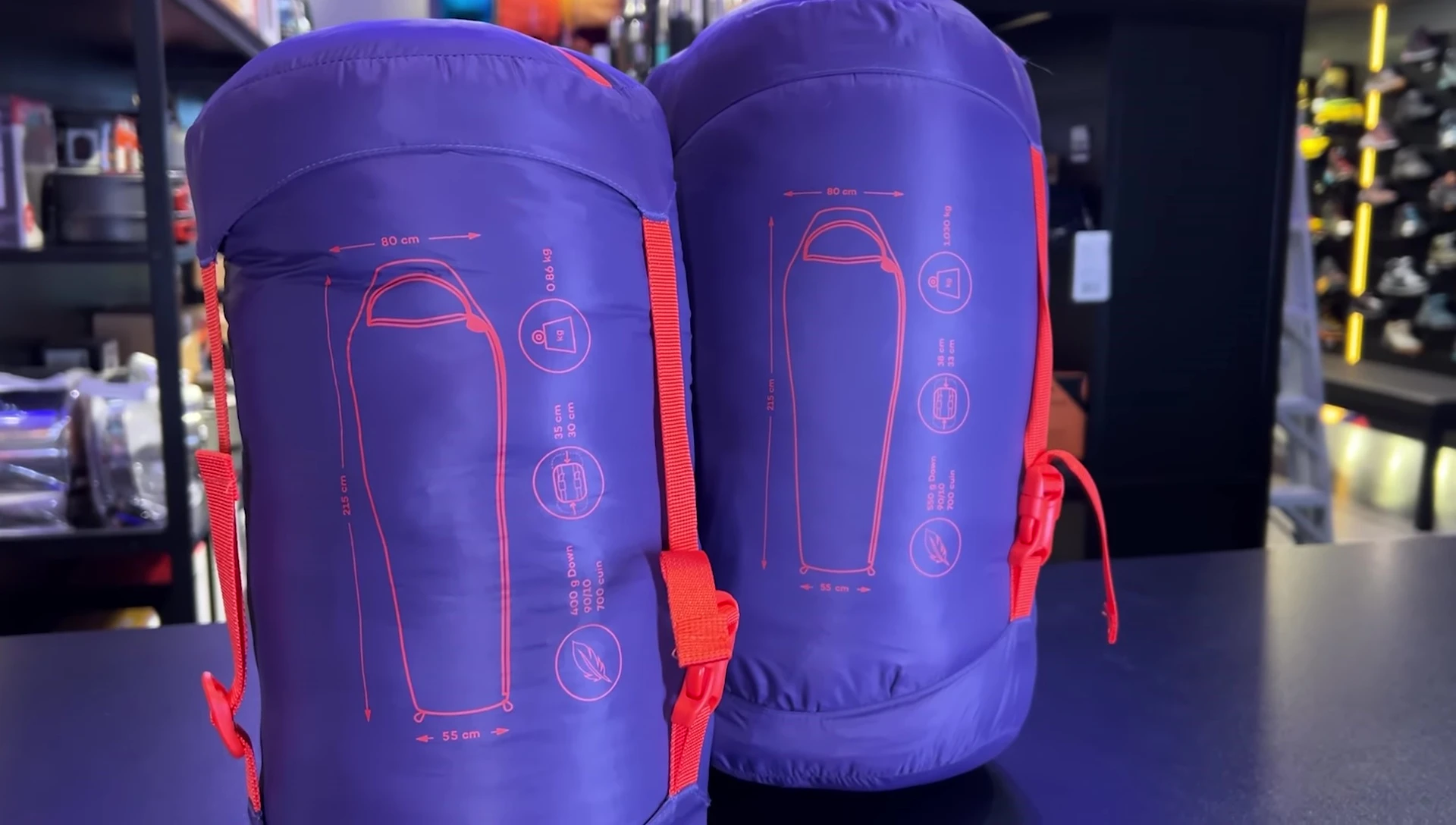 Close-up shot of the sleeping bag material showcasing the fill power and texture.