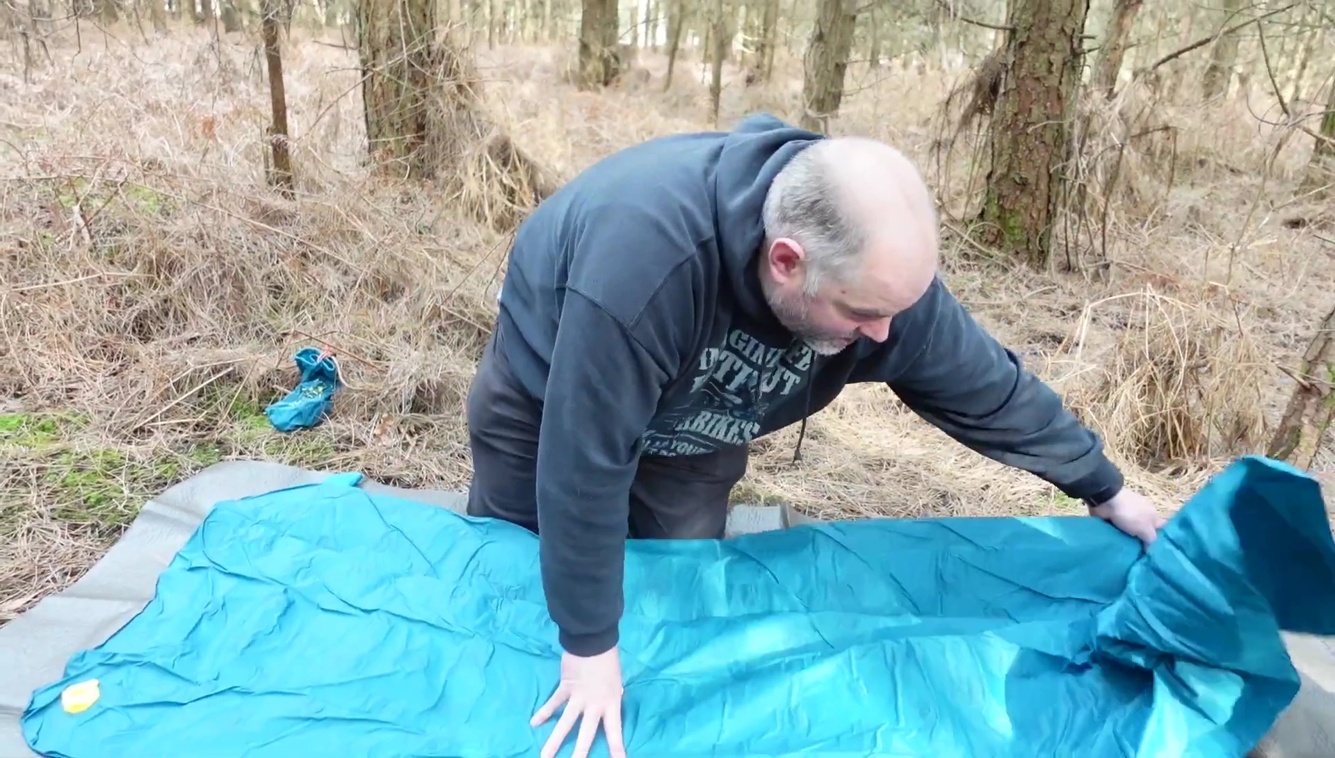 The sleeping pad being unrolled