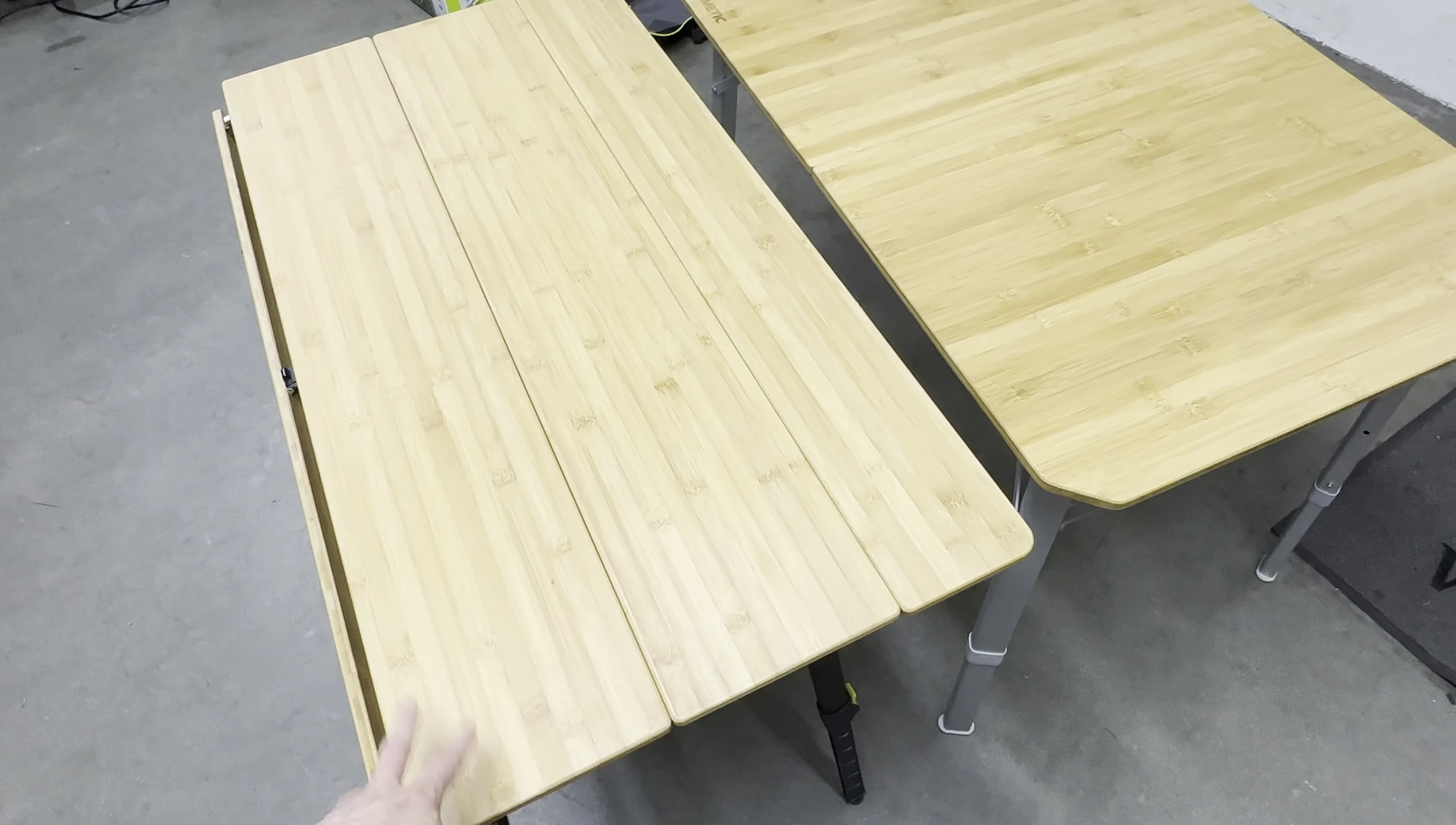 The Dometic table folded compactly, ready for car transport.