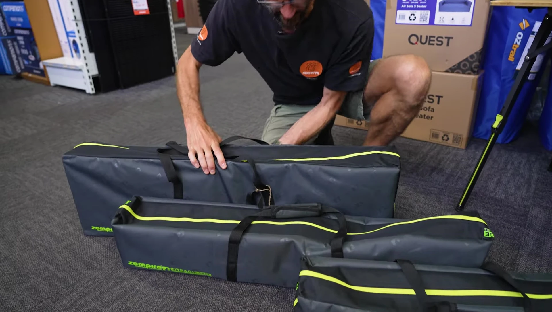 Three Zempire Kitpack Pro carry bags in different sizes.