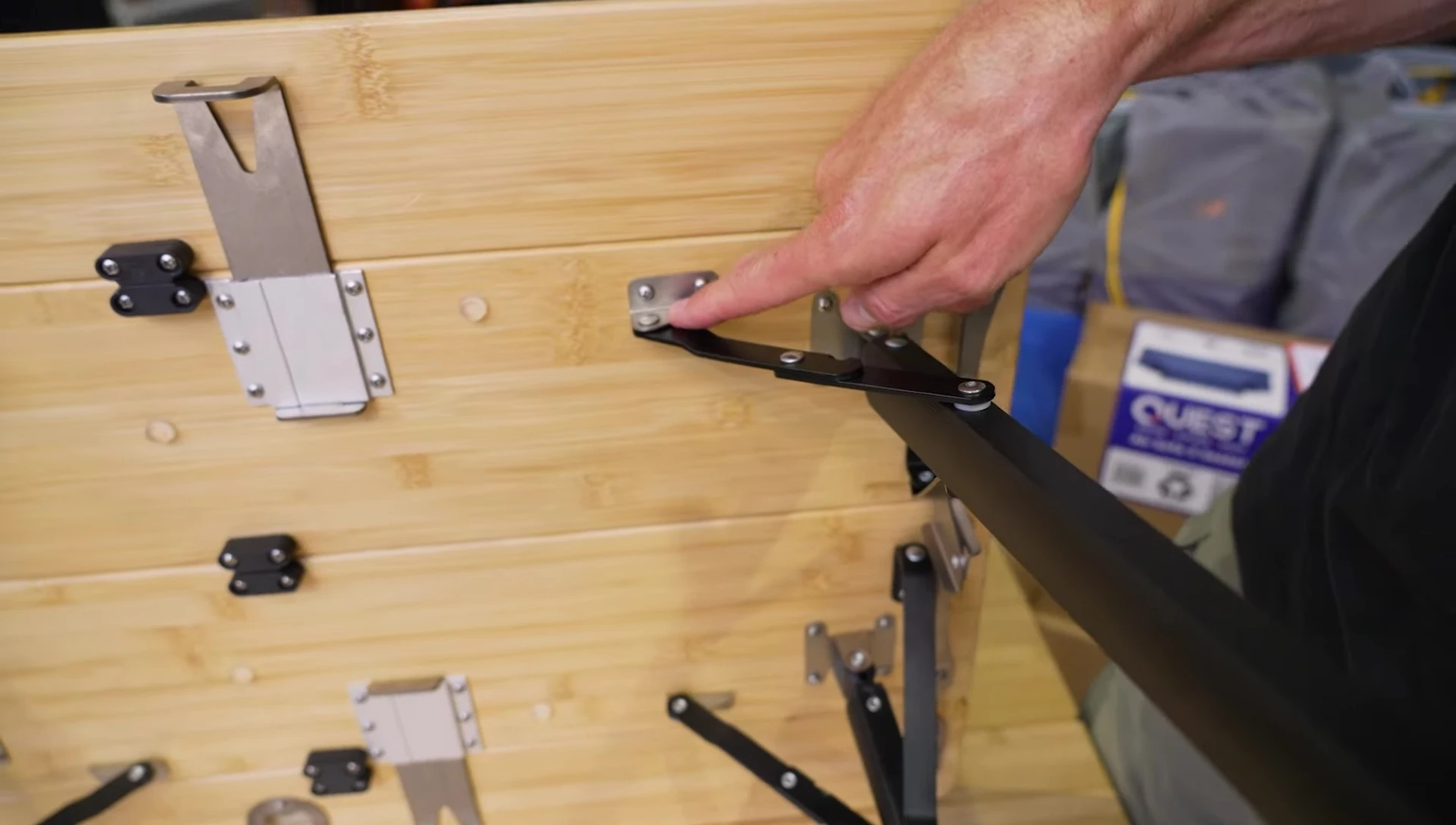 Details of the alloy and steel frame components.