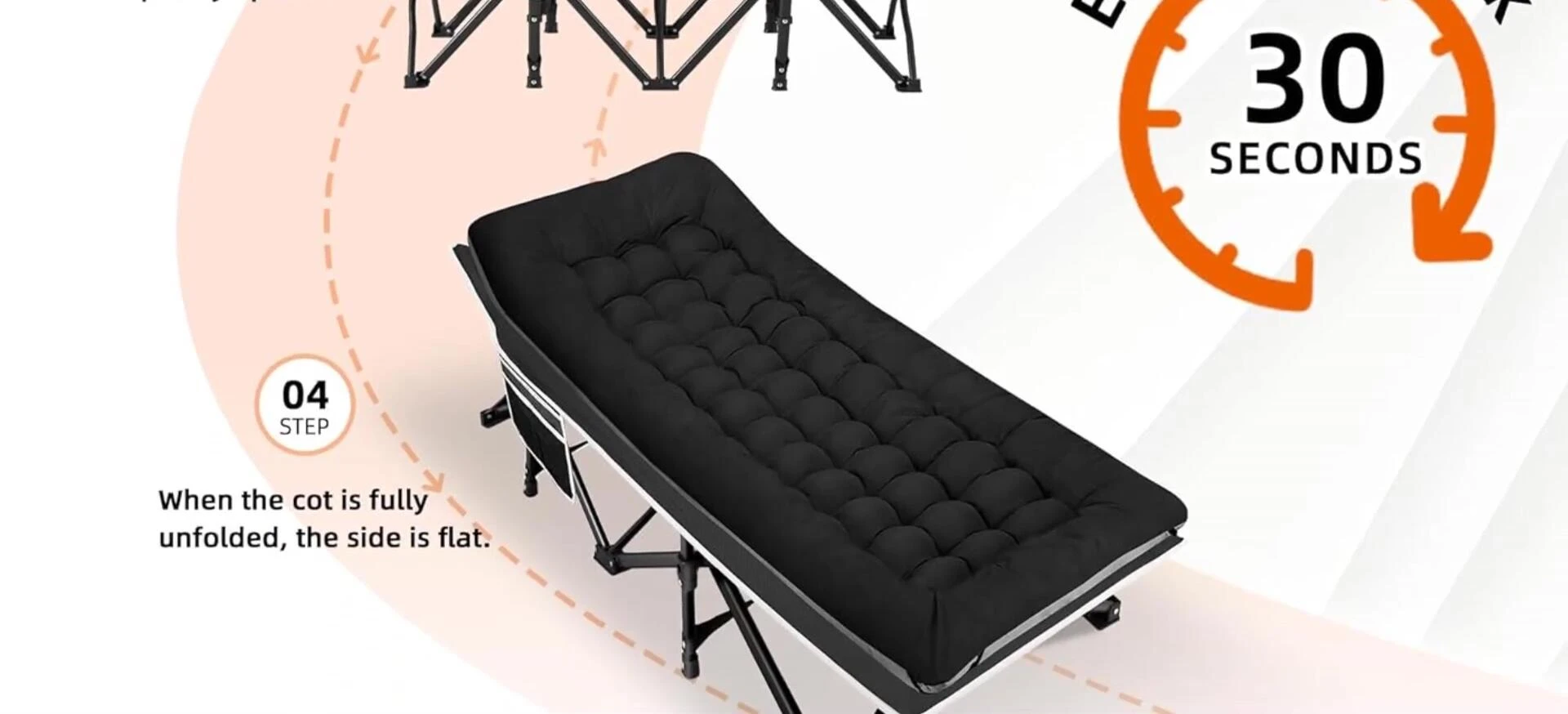 The cot folded away