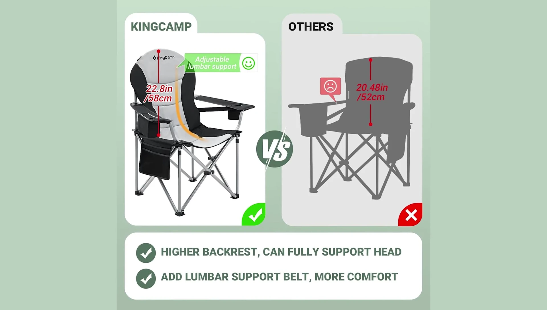King Camp Chair's lumbar support
