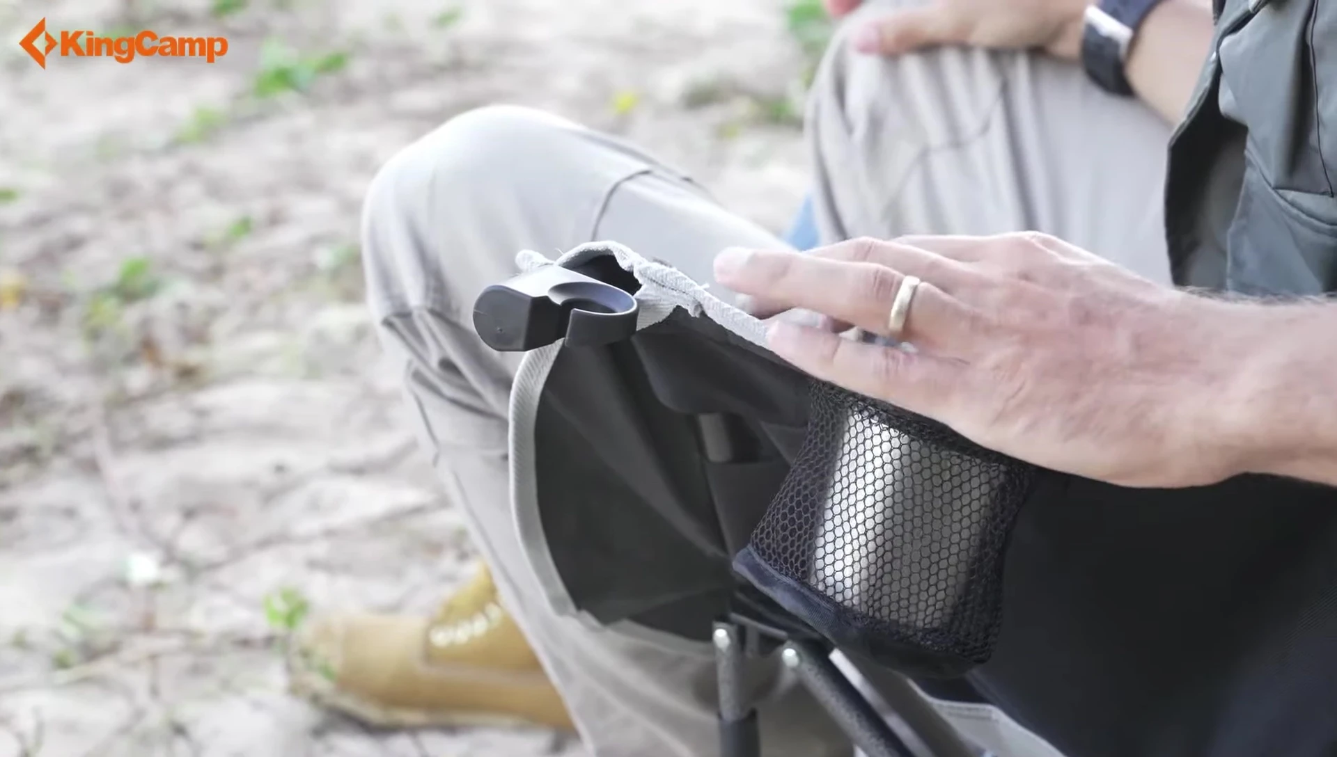 Close-up showing the wine glass holders