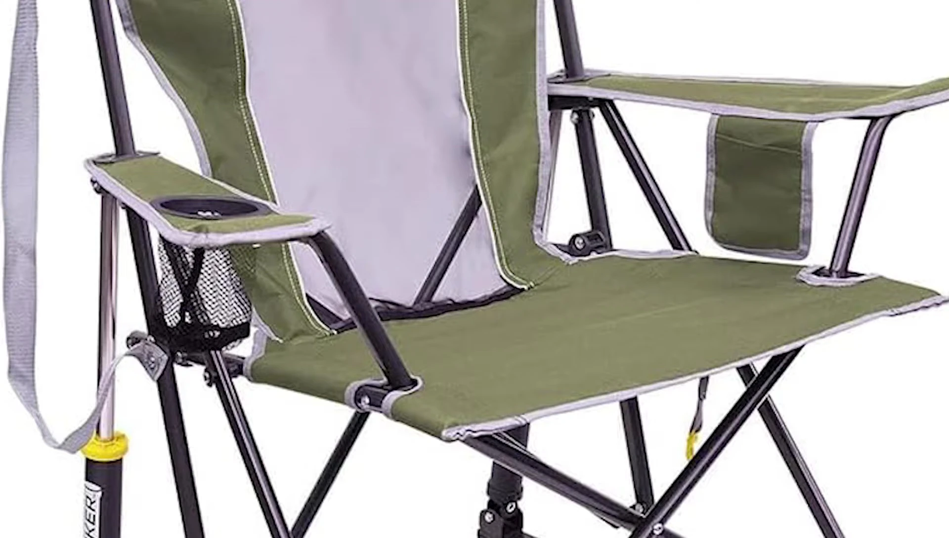 Person relaxing in the GCI Comfort Pro Rocker Camping Chair