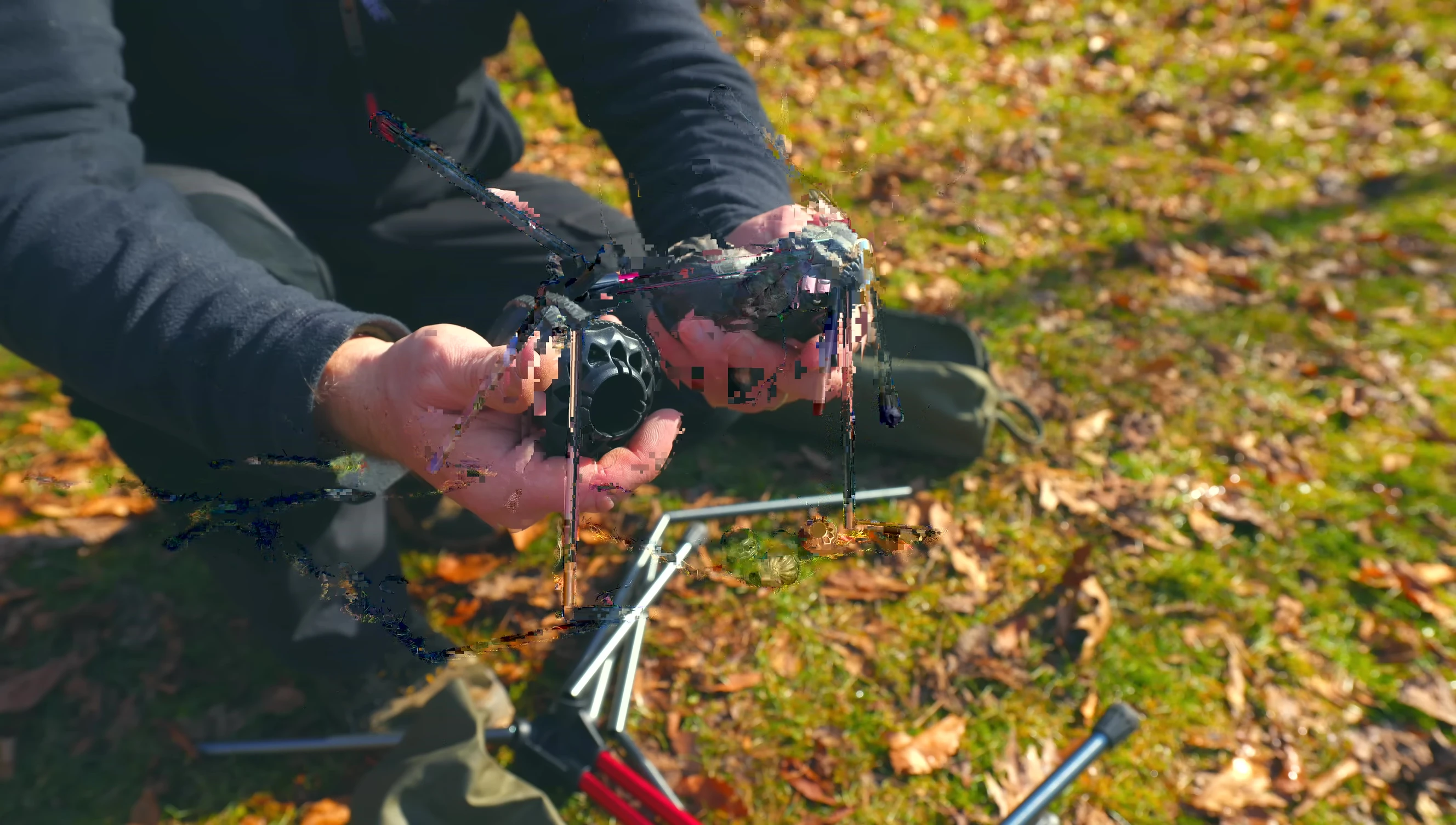 Demonstrating the easy assembly process of the chair.