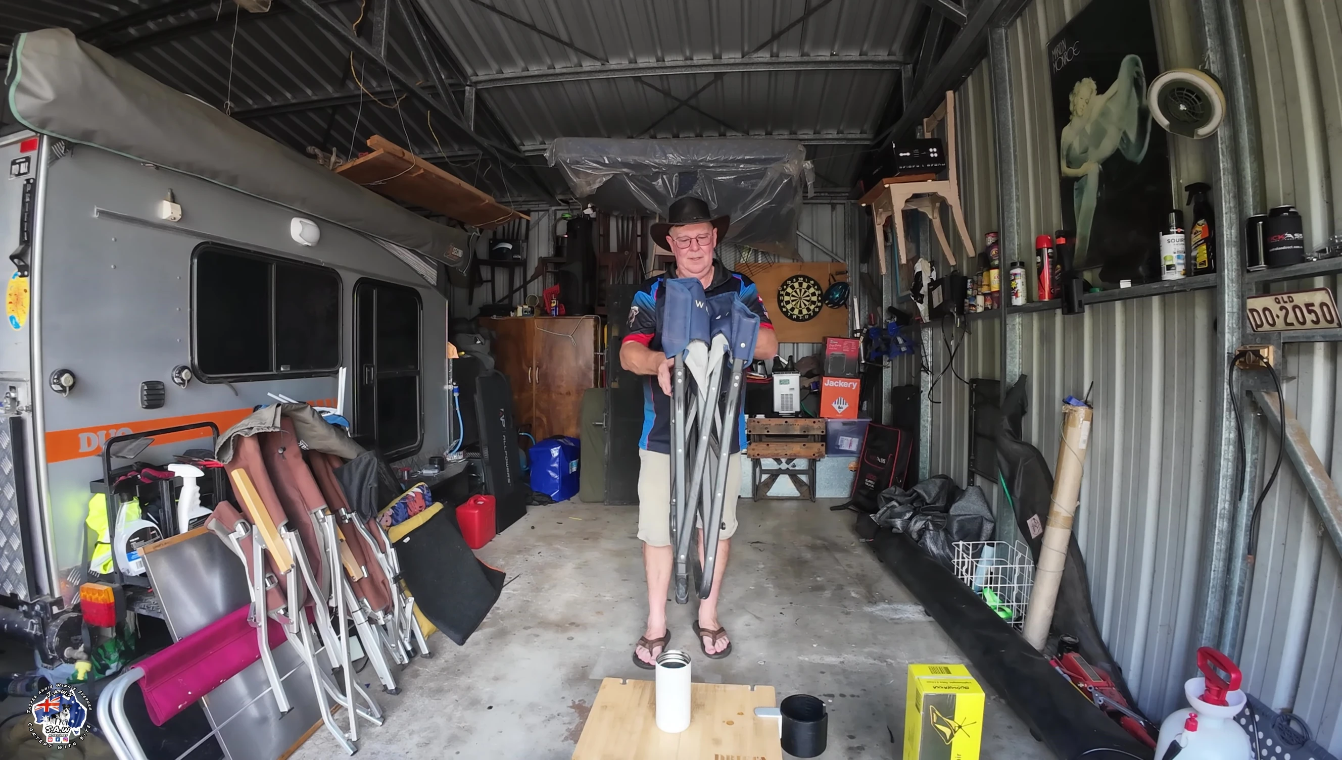 Shot showing the Wanderer chairs packed up, highlighting their size.