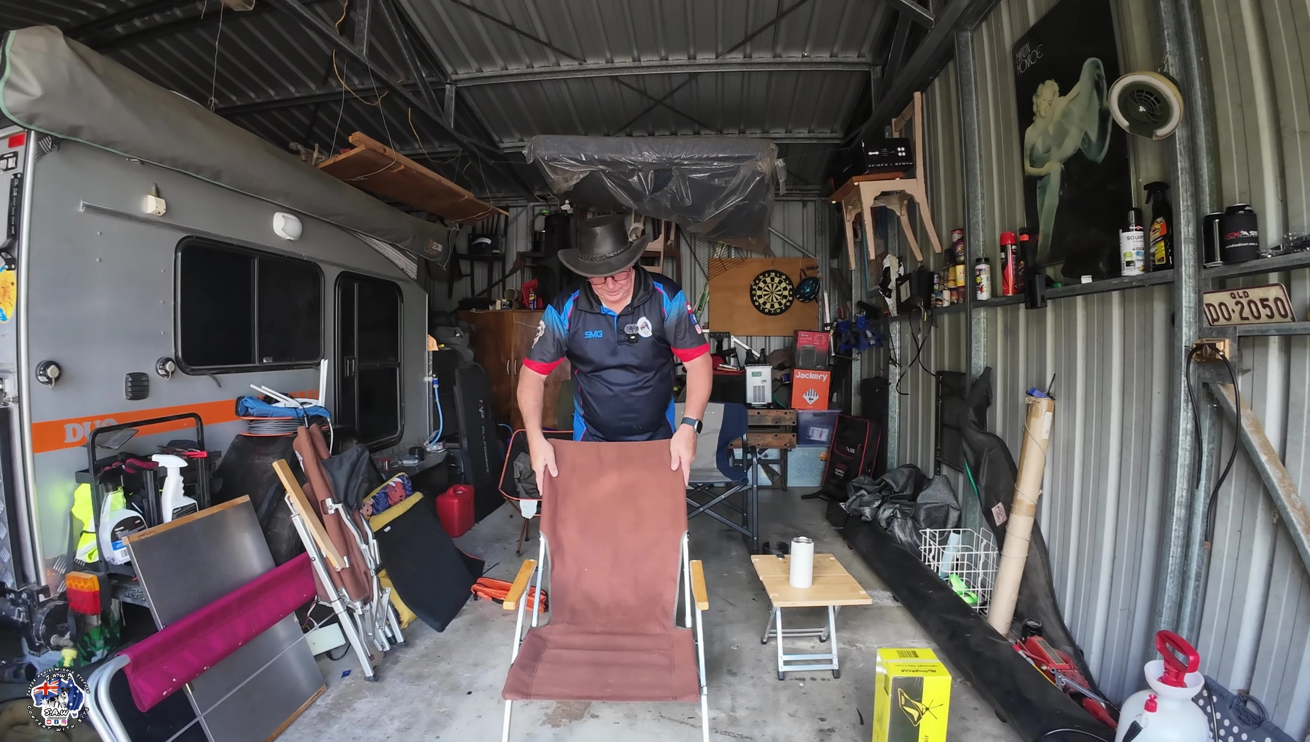Shot showcasing the low seating height of the Snow Peak chairs.
