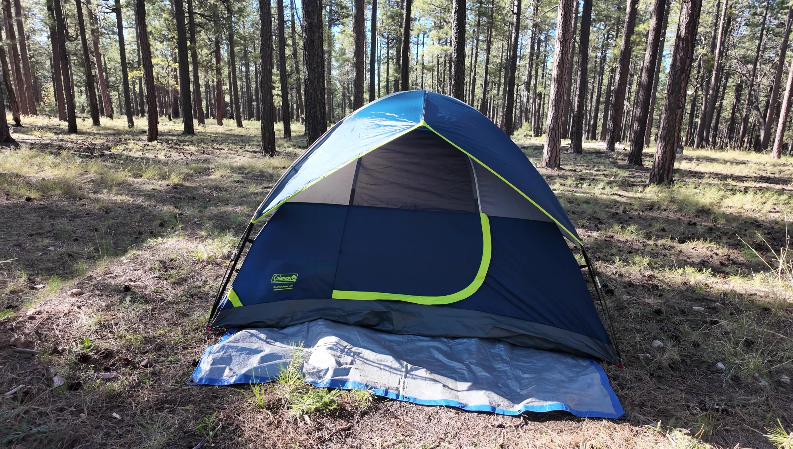 Close-up of the Coleman Sundome tent.