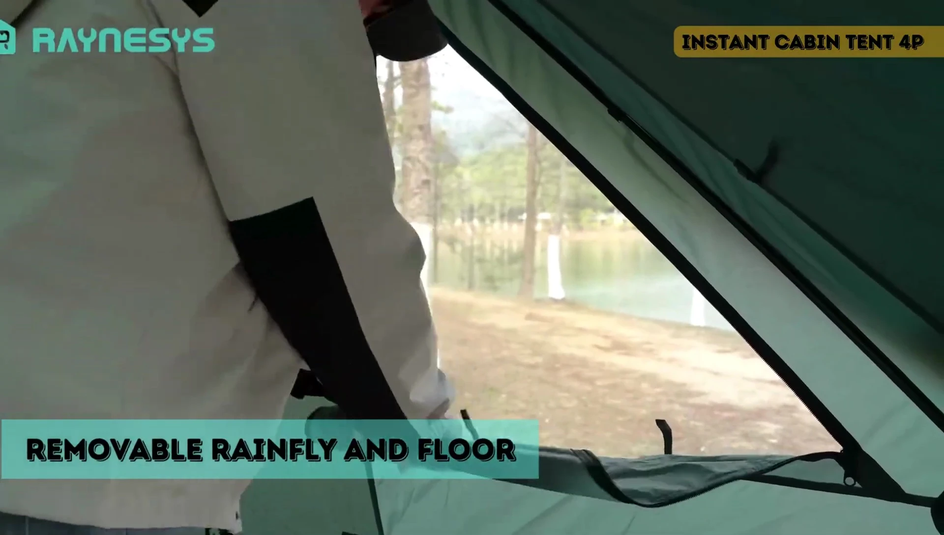 Close up of Instant Cabin tent 4P features