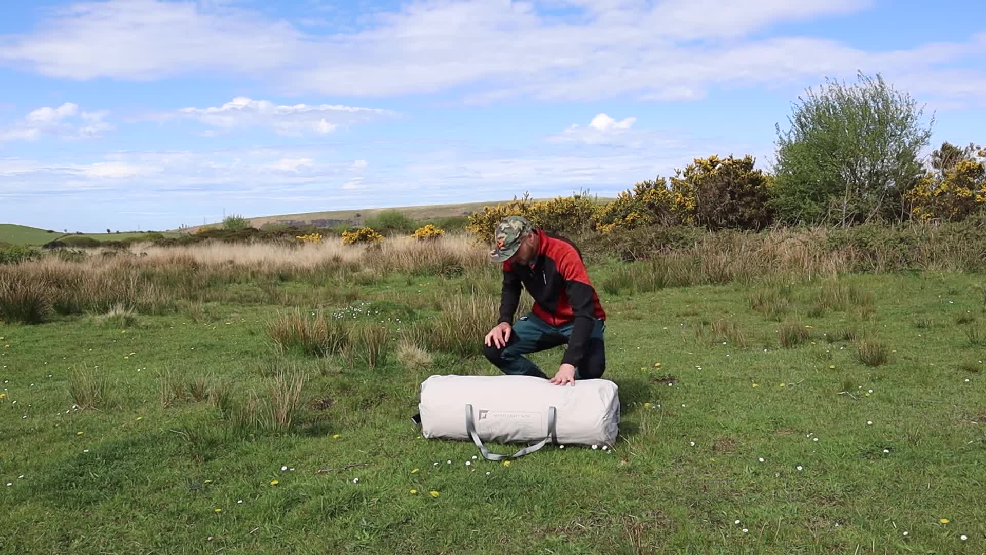 The KingCamp KHAN LIGHT 400 bell tent in its carrying bag